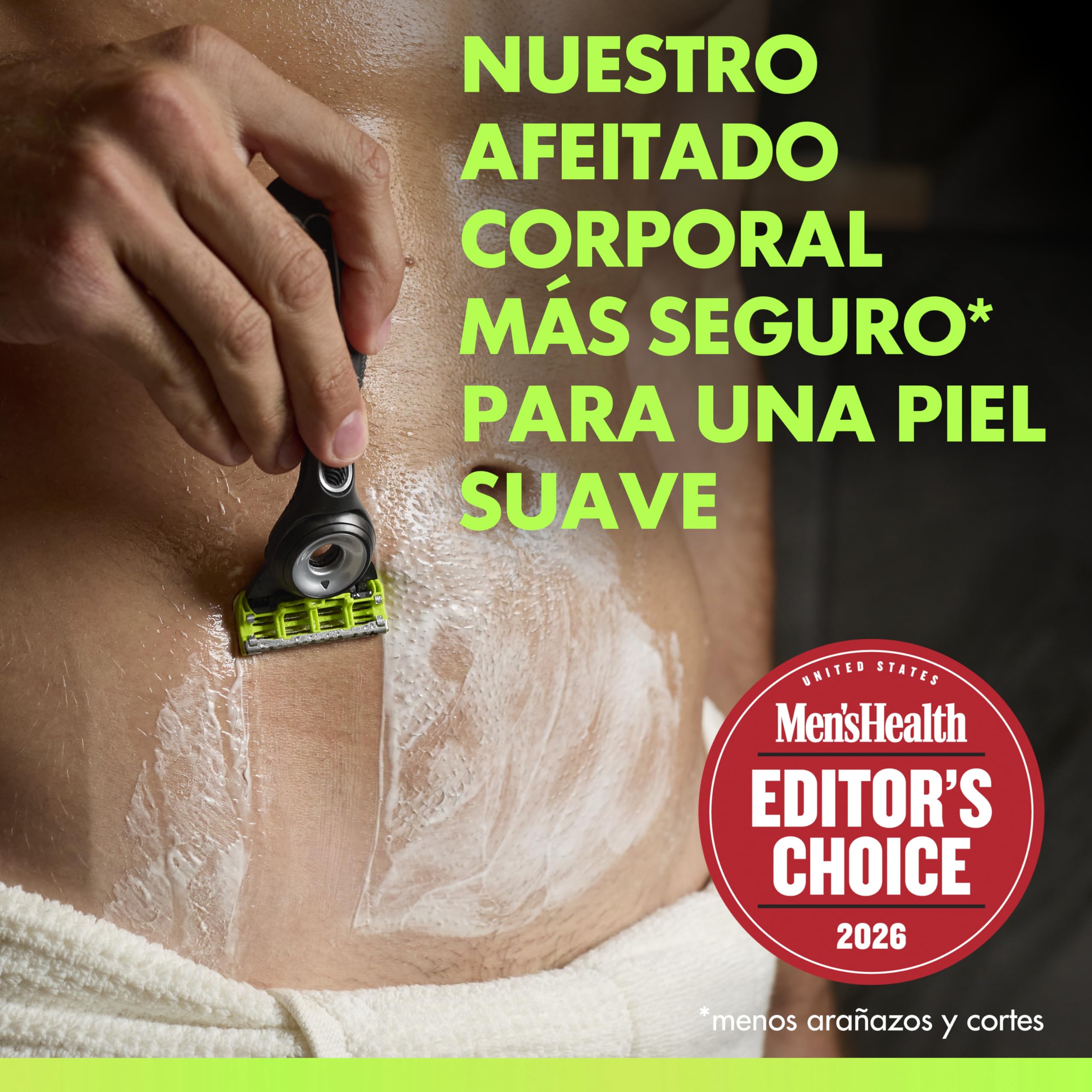GilletteLabs Body + Intimate Maquinilla Corporal Hombre con 5 Recambios - Mango de Goma, Cuchillas con Barra Anti-vellos Encarnados Y Soporte Magnético, Depilación Íntima Y Afeitado Corporal Masculino