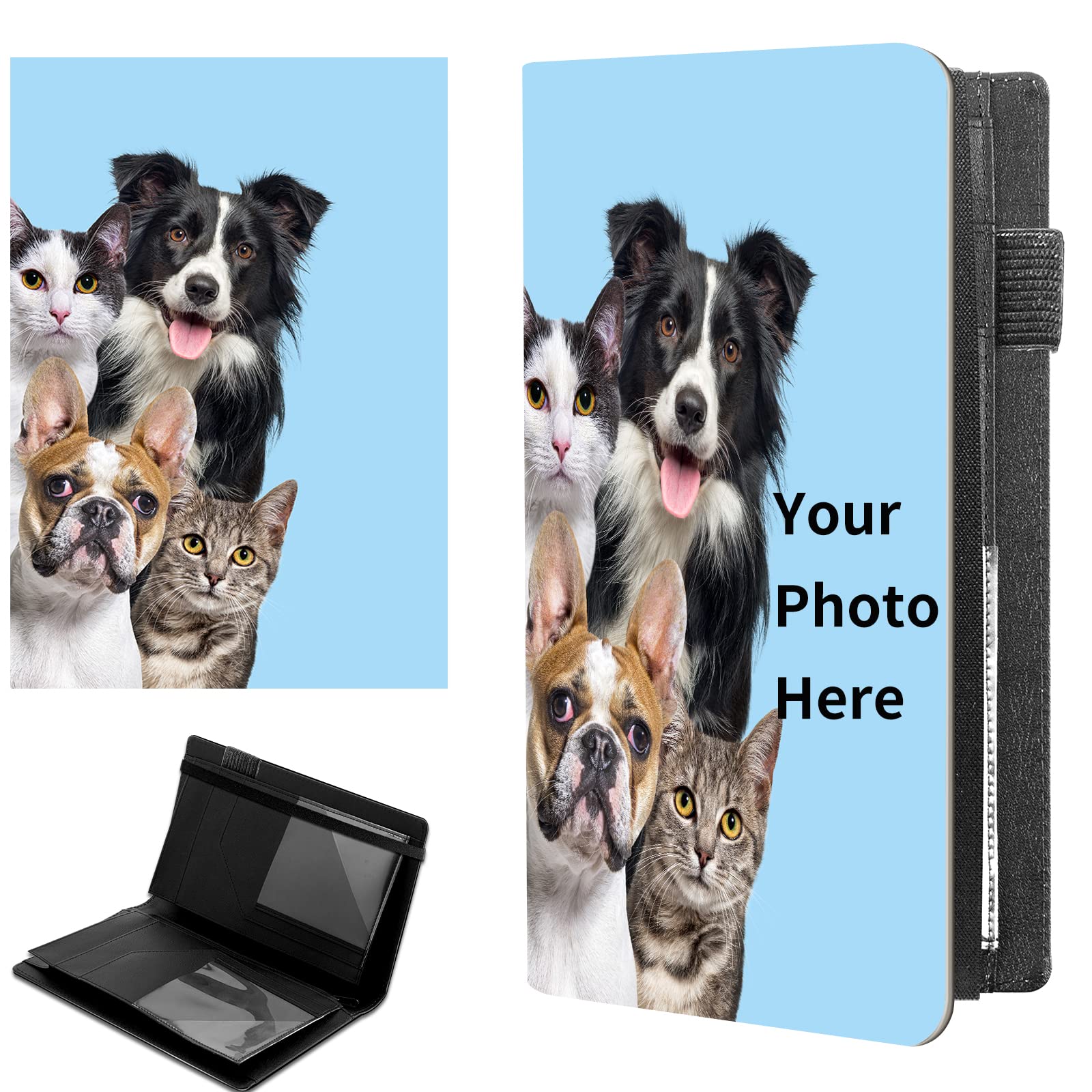 Custom High Volume Server Books, Add Pictures Text Logo Server Book w/ 2 Expandable Pockets Cute Waitress Book, Personalized Photo Picture Make Your