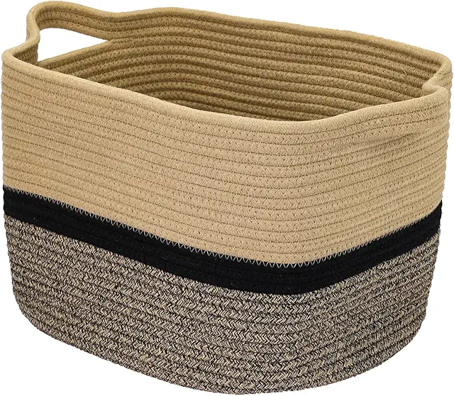 Svart Korg: HMF Storage Basket med Utökade Handtag, Bomull 36x30x25 cm