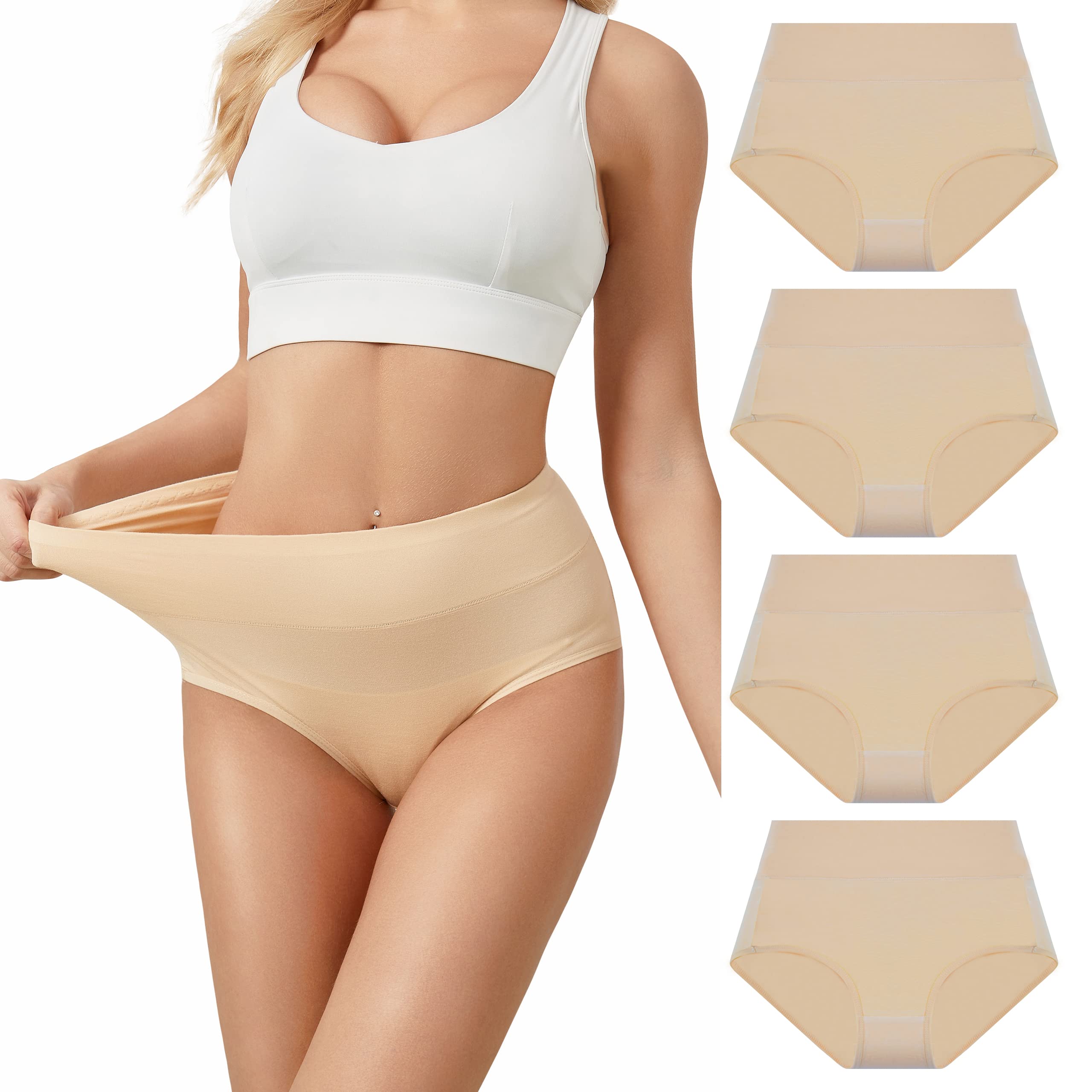 SERISIMPLE Viscose Bamboo Women Luxury Underwear Silky Comfy Ultra Soft Briefs Stretch High&Mid Waist Panties 4 pack