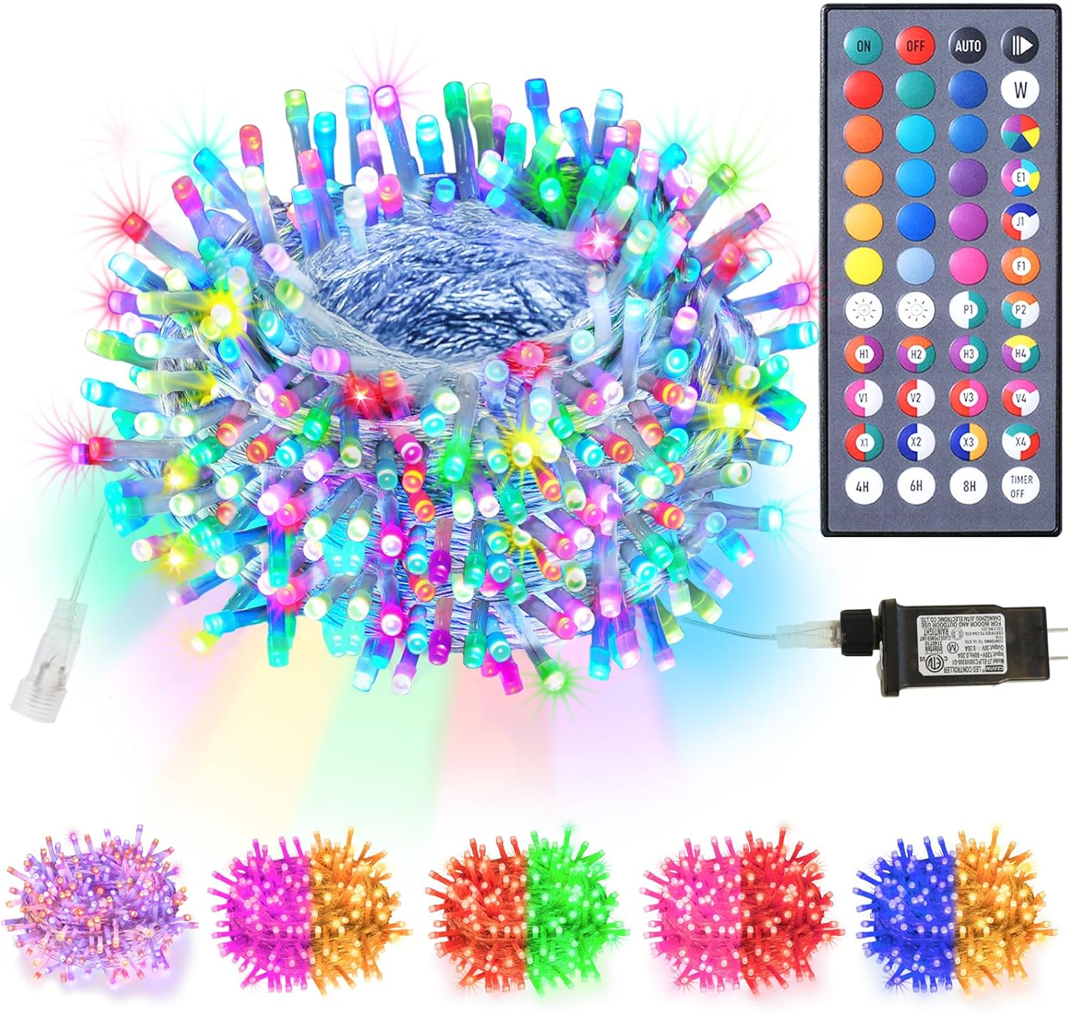 Color Changing Christmas Lights, 200 LED Colorful String Lights Indoor Outdoor with Remote, Waterproof Twinkle Lights Plug in for Halloween Xmas Tree Party Easter Valentine's Wedding Room Decor