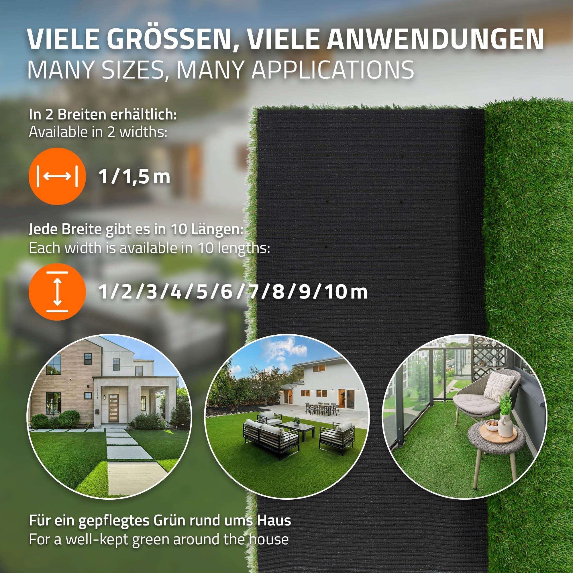 ECD Germany Rotolo Erba Sintetica 150x100 cm 1,5m² Verde, Tappeto Erba Artificiale Altezza 18 mm, Prato Finto Outdoor, Permeabile all’Acqua e Resistente ai Raggi UV, per Balcone Terrazza e Giardino