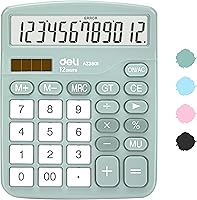 Deli Desktop Calculator: 12-Digit Large LCD Display, Solar & Battery Dual Power, Sensitive Big Keys - Green Office Essential