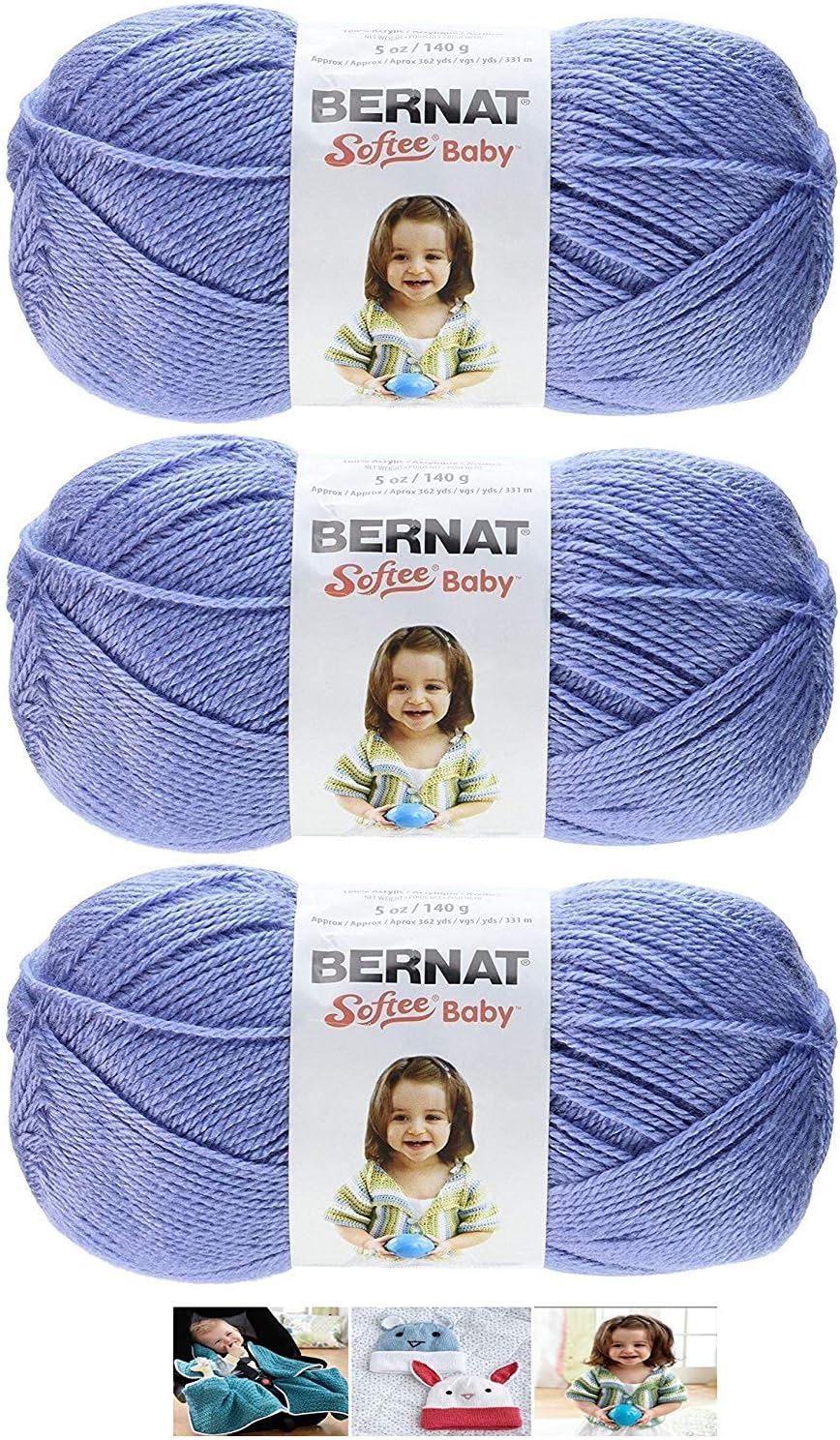 BERNAT SOFTEE BABY - PACK OF 3 BALLS - 140G EACH BALL,MAUVE,11 x 9 x 3 inches