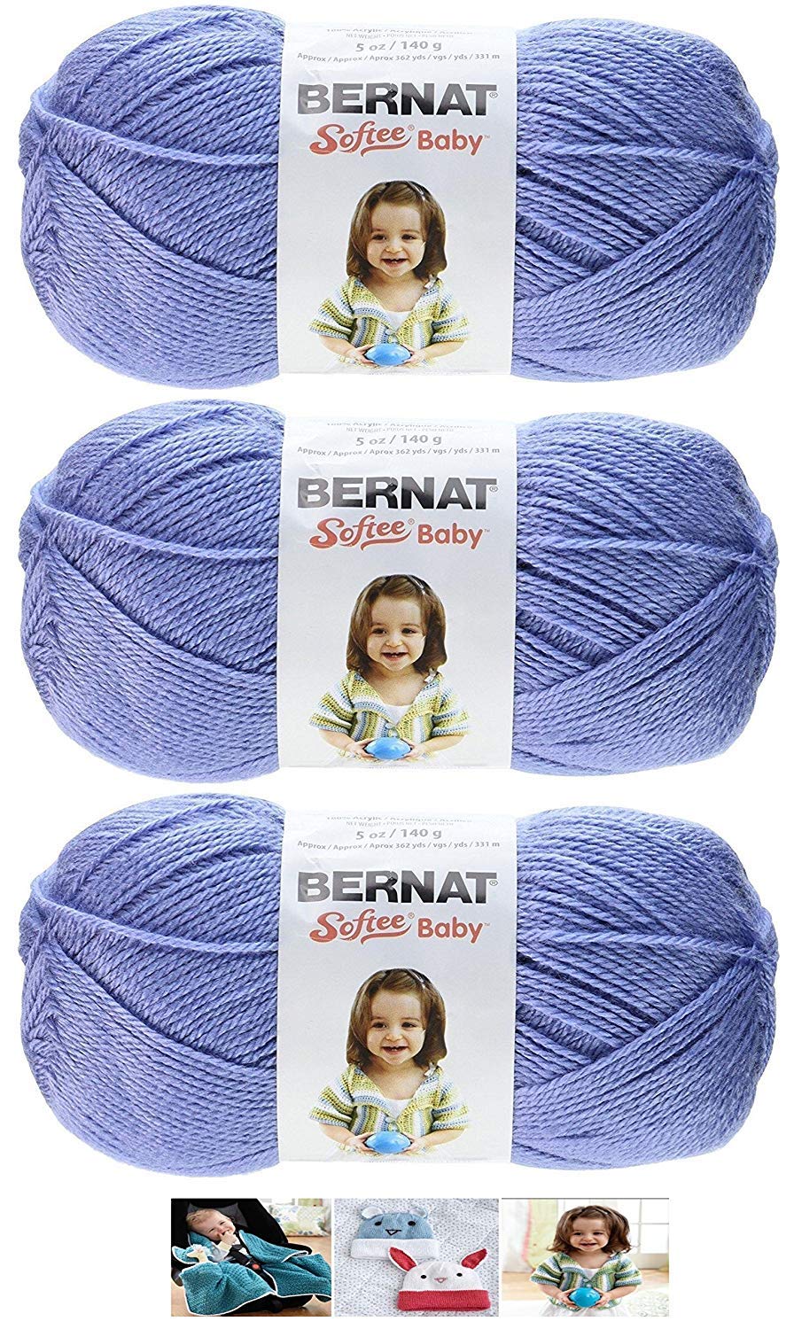 BernatSOFTEE BABY - PACK OF 3 BALLS - 140G EACH BALL -MAUVE