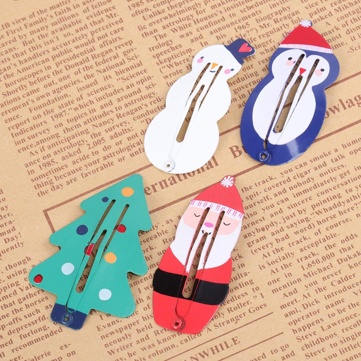 Lurrose 8pcs Metal Snap Hair Clips Cute Christmas Hair Pins Cartoon Barrettes for Baby Girls, Assorted Color, 8 count (Pack of 1) - Image 4
