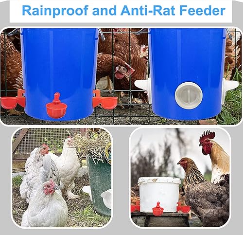 Miniatura 6 de Jctinutl Juego de 6 bebederos de pollo y 6 comederos para pollo, kit automático de alimentador de aves de corral con sierra de agujero para pollo,