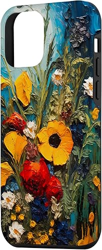 Miniatura 2 de iPhone 12 mini flores silvestres italianas de verano en estilo de pintura al óleo, caja de flores sil