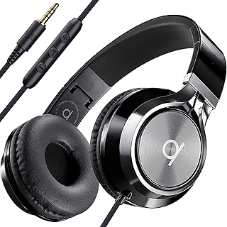 Artix Wired Headphones with Mic — Noise Isolating On Ear Headphones Wired, Adults & Kids Headphones with Microphone, Ecouteur avec Fil, Over Ear Headphones for Kids, Head Phones