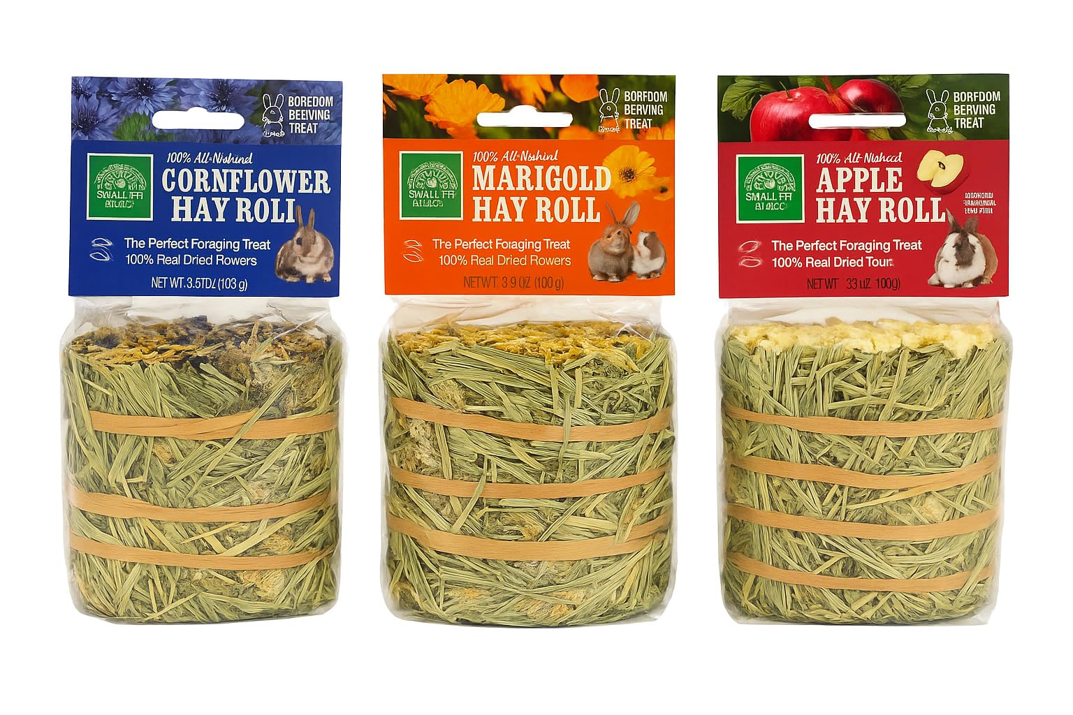 Small Pet Select Timothy Hay Rolls, Natural Enrichment for Rabbits, Guinea Pigs, Chinchillas, 100% Natural, 3-Pack