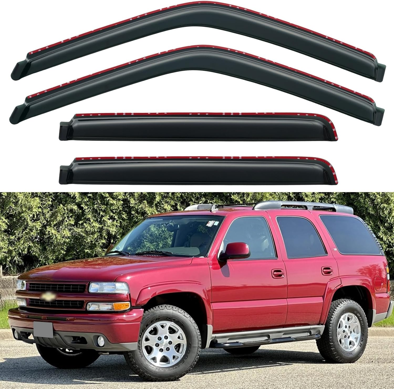 in-Channel Window Visors Rain Guards for 1995-2000 Chevy Tahoe/GMC Yukon, Window Vent Wind Deflectors Visors Shades for 92-99 Chevy/GMC C1500 K1500 C2500 K2500 Suburban 1995-2000 Chevy Tahoe/ GMC Yukon
