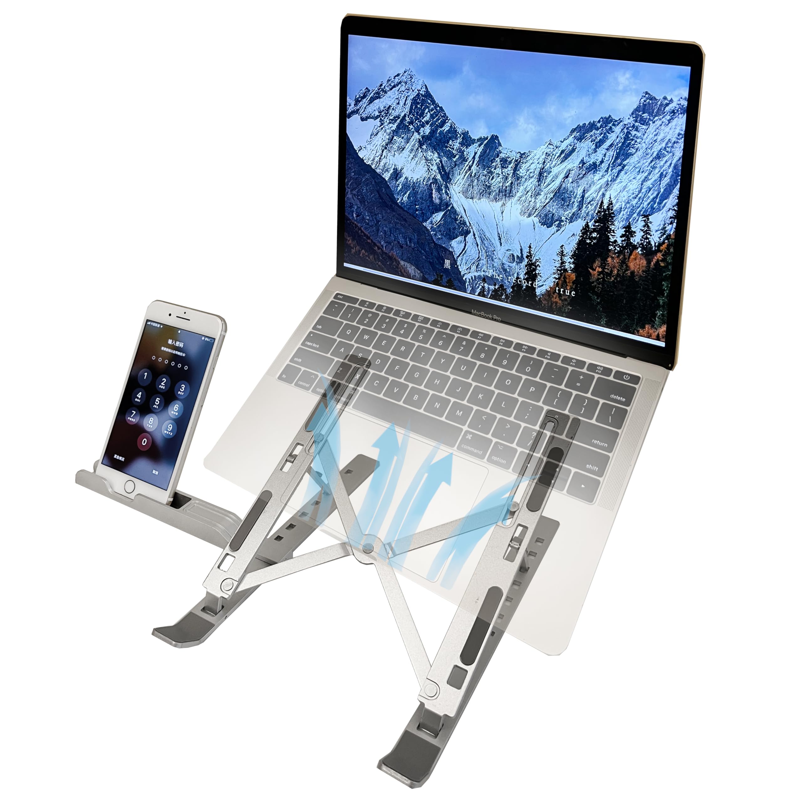 TARKAN 2 in 1 Portable & Foldable Aluminium Laptop Stand + Mobile Stand with Adjustable Height & Angle for Laptops, MacBook, Phones (Silver) (B0D84317NH) Amazon Price History, Amazon Price Tracker