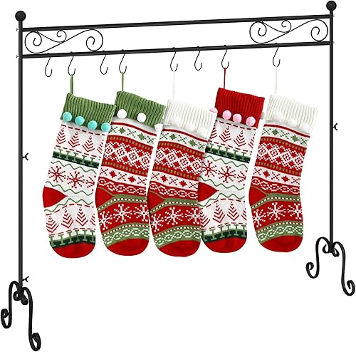 Miniatura 1 de WILLBOND Soporte de calcetines de Navidad independiente resistente para calcetines de Navidad, 8 ganchos, soporte de metal para calcetines de Santa