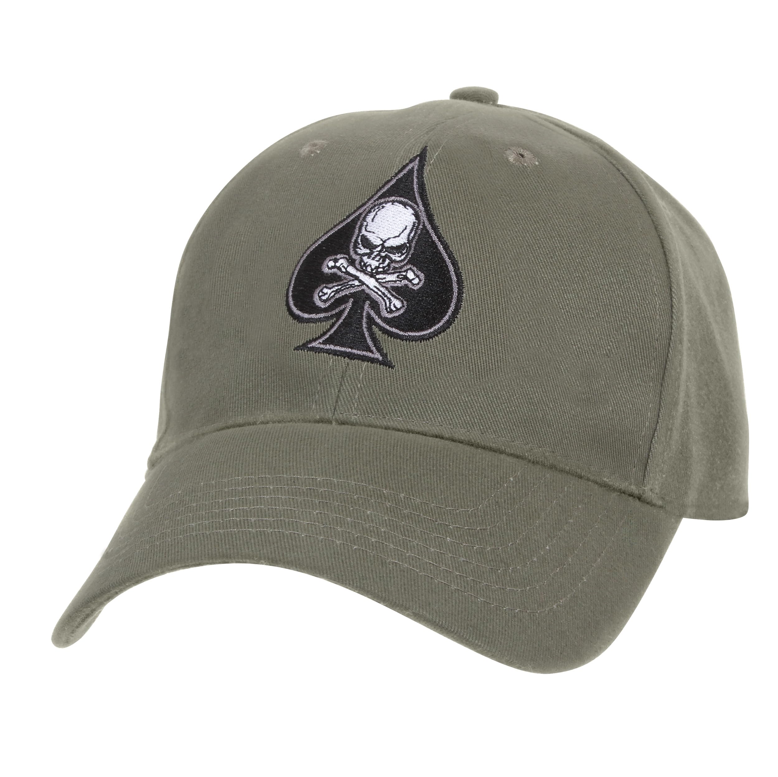 Black Ink Death Spade Low Profile Insignia Cap - Rugged Skull & Bones Design Graphic Baseball Hat