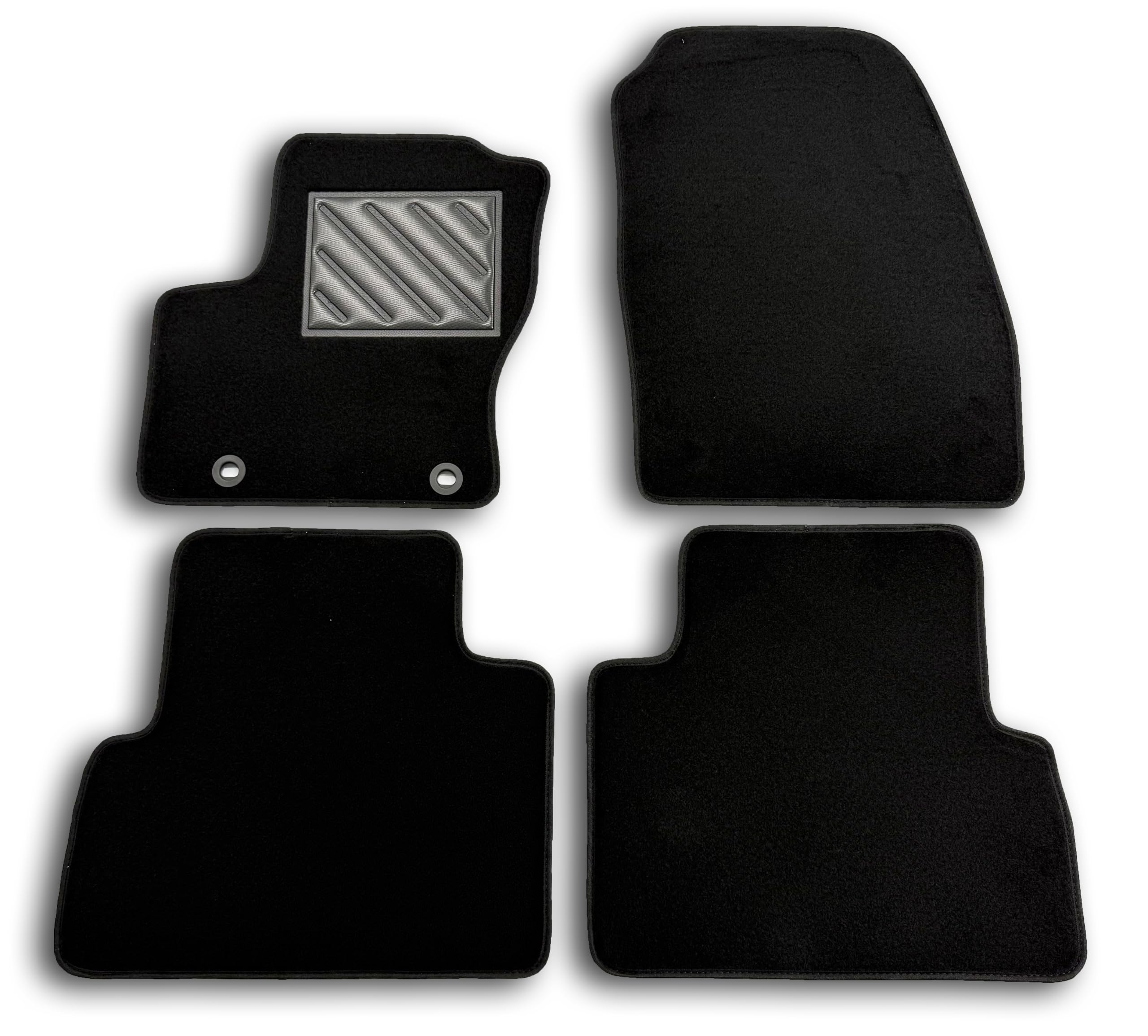 Tapis Ford C-Max II 11.2010>2013 (pré-restyling) Fixation Ovale, antidérapante, Talon en Caoutchouc renforcé, Noir