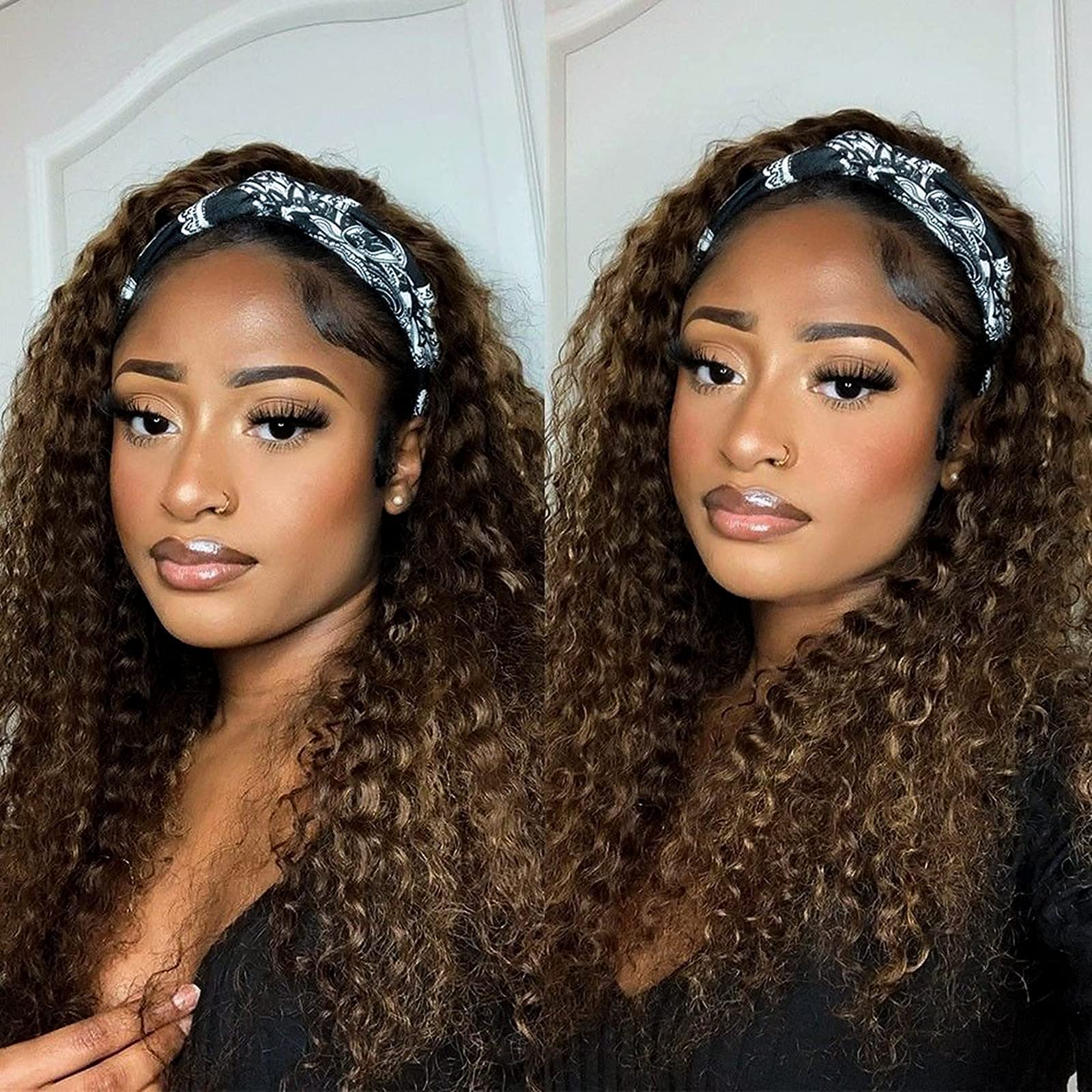 ?Headband wig with highlights,? Highlight Straight Hair Headband Wigs For Black Women  main image 2