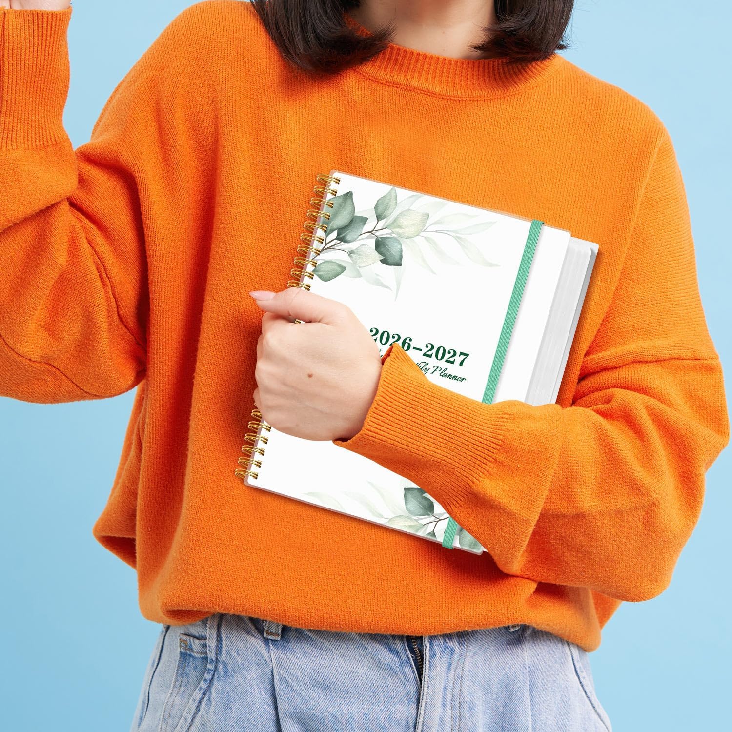 2026-2027 Daily & Monthly Planner Calendar - Daily Planner Calendar One Page Per Day from July 2026 to June 2027, Flexible Cover, 7" x 10", Storage Pocket, Green Leaf