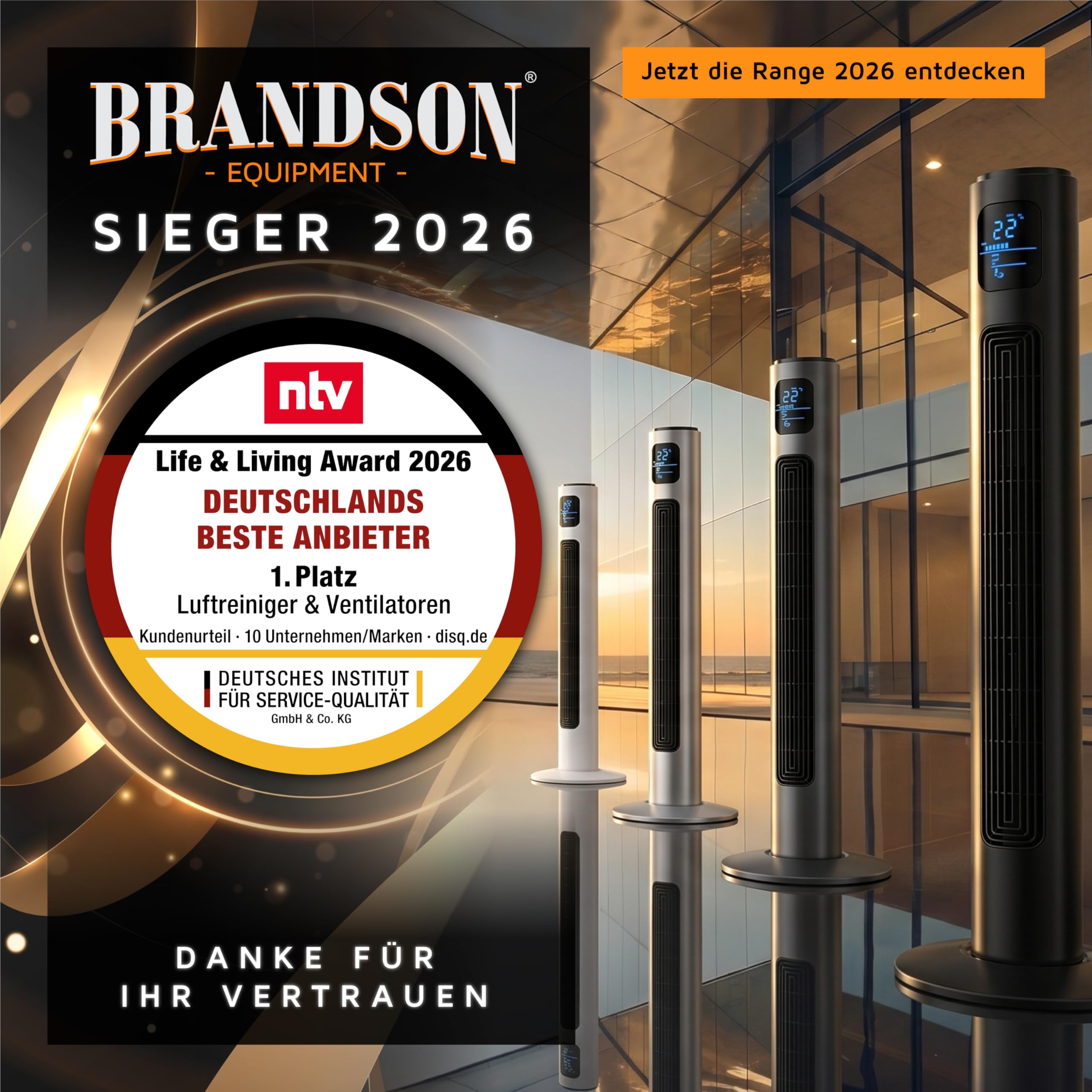Brandson Standventilator 96 cm mit Fernbedienung leise Oszilation 3 Geschwindigkeiten Timer GS Cool Grey