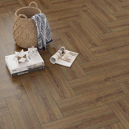 Miniatura 4 de Azulejos autoadhesivos para suelos de madera laminados de madera impermeables de 6 x 36 pulgadas, autoadhesivos, extraíbles, para suelos de madera