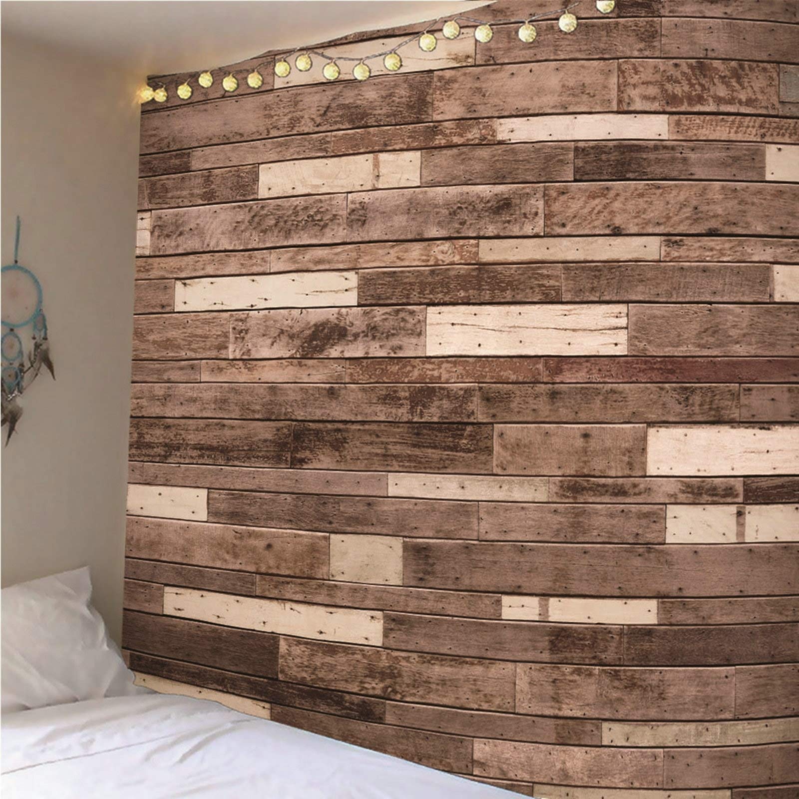 Aeici Tela Pared Playa, Tapiz Pared Decoracion Playa Tapiz de Pared Suelo de Madera Tapiz- marrón, 240x220CM