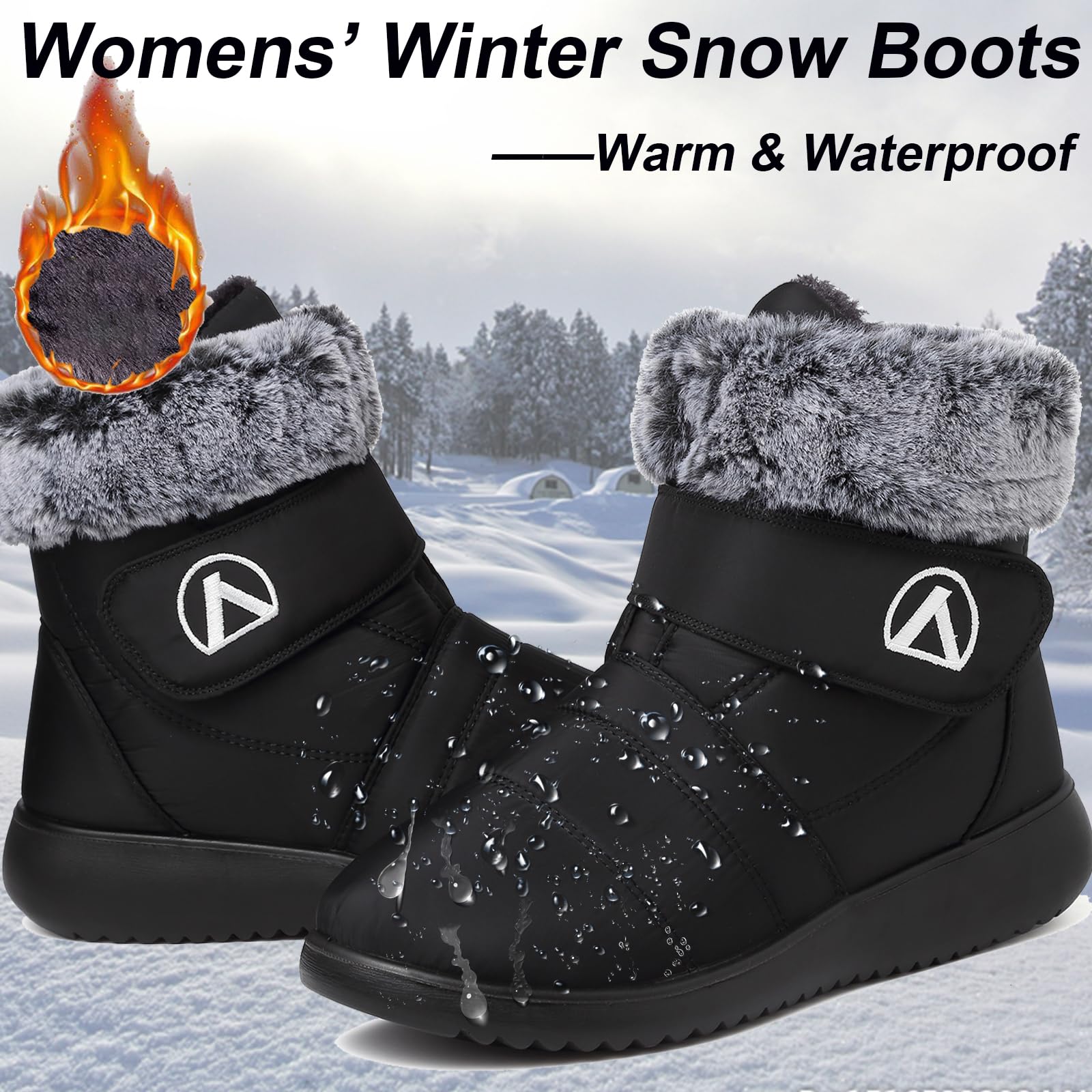 Lvptsh Stivali da Neve Donna Scarpe Invernali Foderata Pelliccia Caldo Stivaletti Piatto Impermeabili Stivaletti Outdoor Antiscivolo