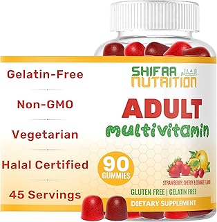Halal Multivitamin Gummies for Women & Men | Immune & Overall Wellness | 90 Delicious Gummy Vitamins (45-Day Supply). Non-GMO & Vegetarian Essential Halal Vitamins w/ Folate, Zinc, B12, Biotin & More