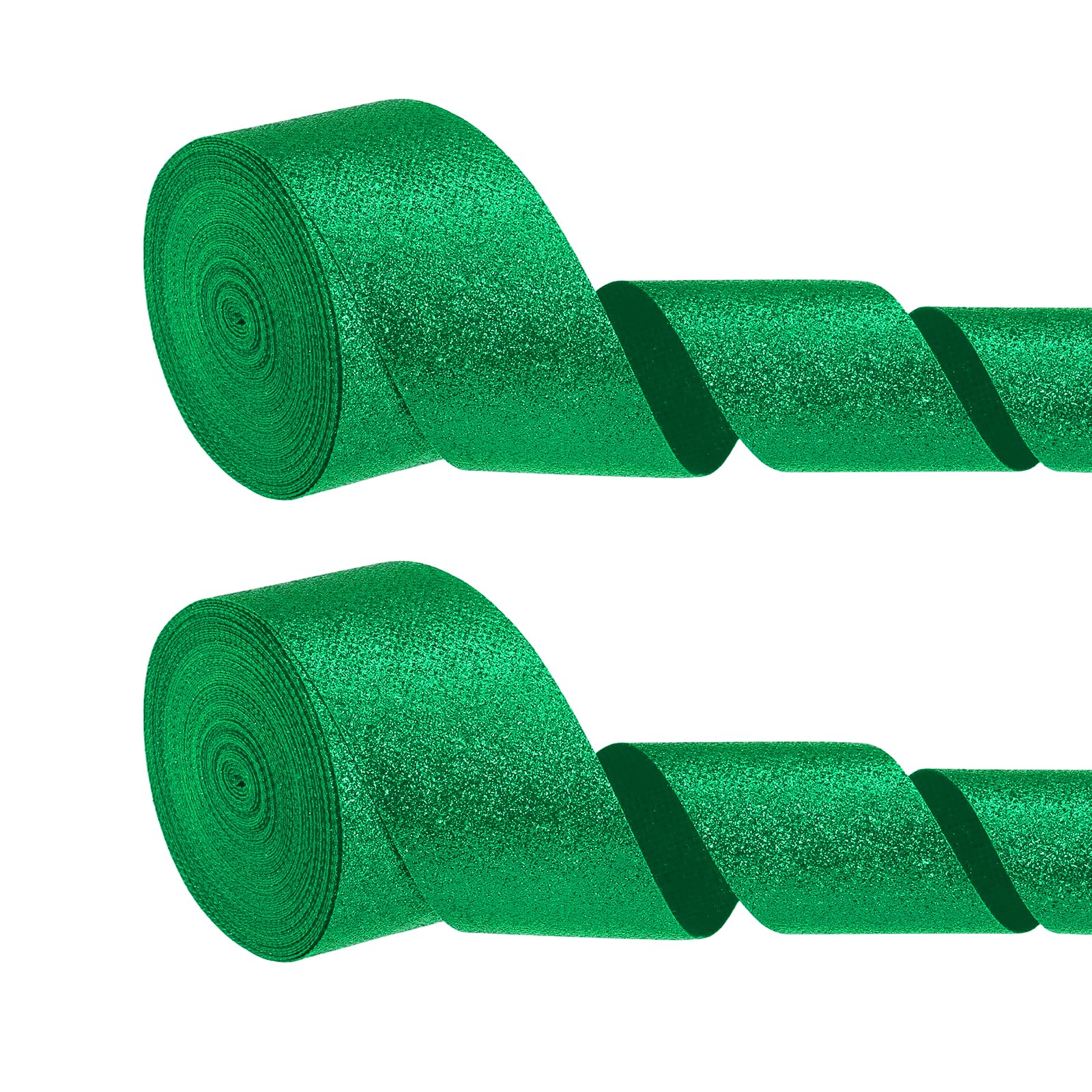 PATIKIL 2 Roll Sparkly Ribbon,4cm x 9m Metallic Glitter Ribbon,Green