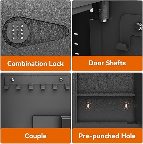 Miniatura 2 de Caja fuerte de pared entre tachuelas ocultas con bloqueo de teclado digital, acero resistente electrónico con estantes extraíbles, secreto en la