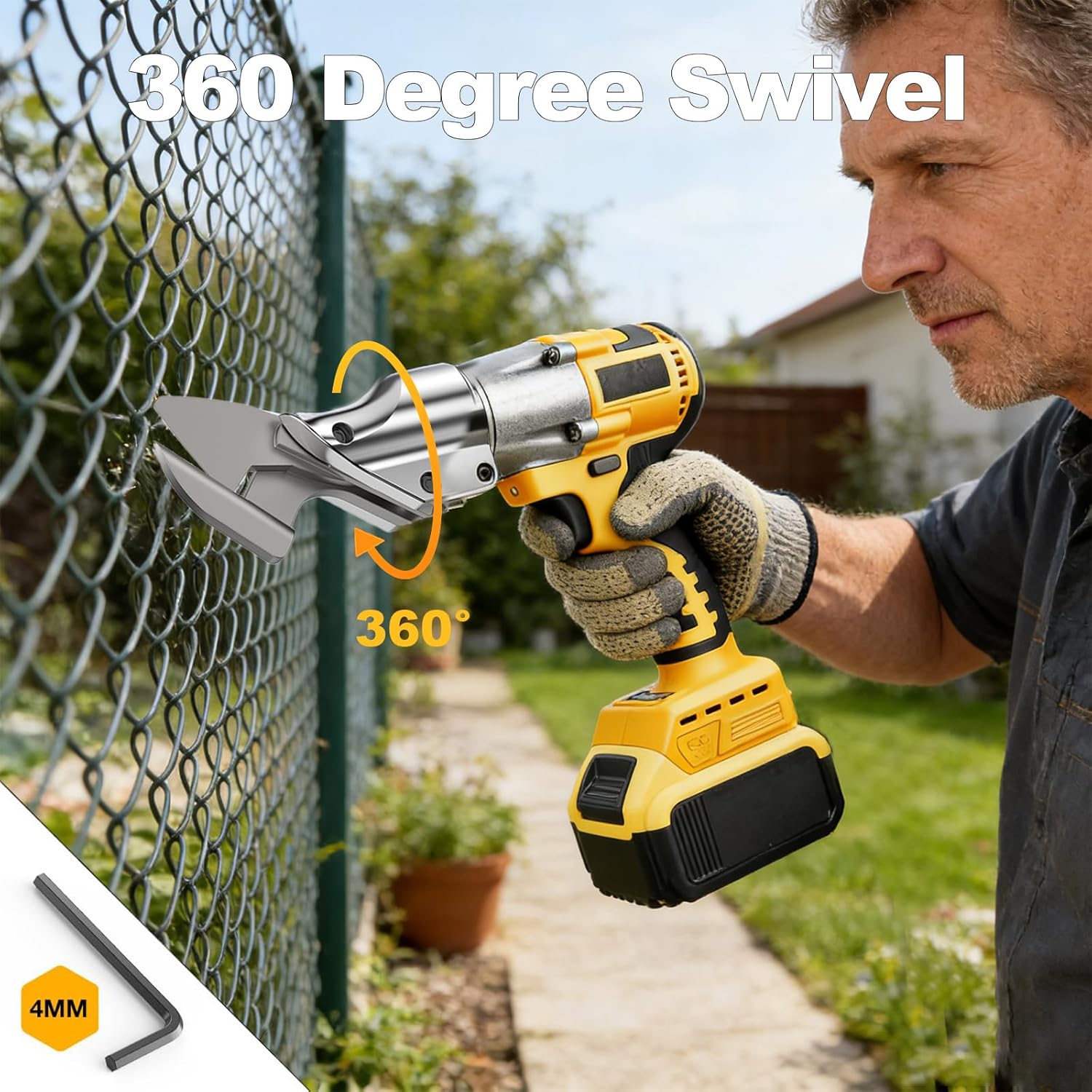Cordless Brushless Metal Shears for Dewalt 20V Max - 14GA Steel Metal Cutter, 360° Pivoting Head, 500Nm Torque Cutting Stainless Sheet, Iron, Carpet, Leather, Cardboard(NO Battery)
