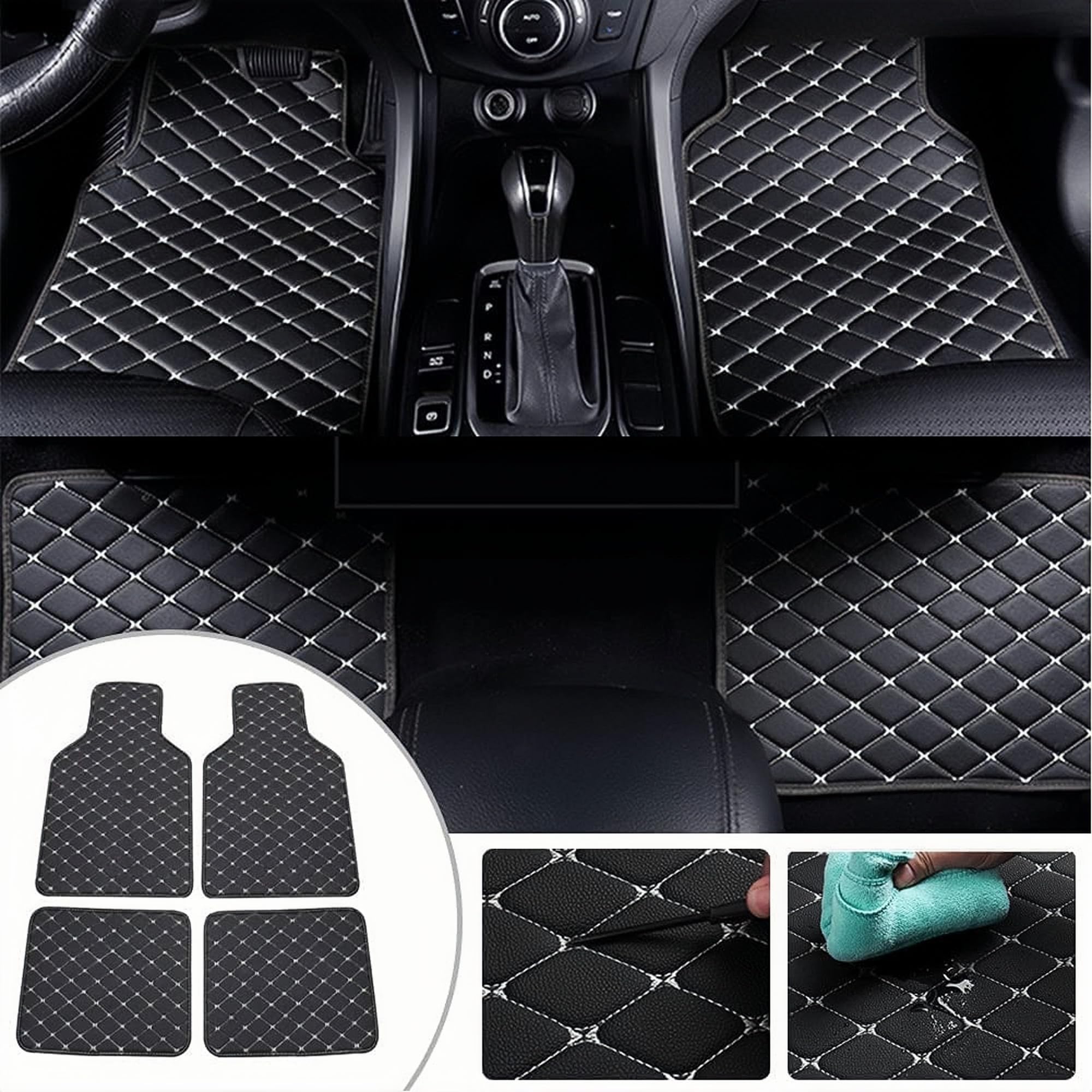 Tappetini Auto Abitacolo per Renault Captur 2019-2024 LHD, Auto Tappetini in Pelle su Misura Anteriori Posteriori Tappetino in Moquette Antiscivolo Impermeabile,F Coffee