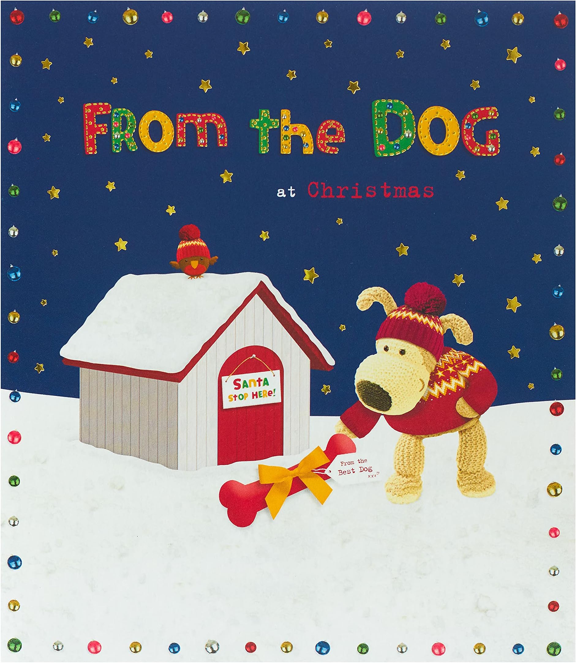 UK Greetings from The Dog Christmas Card - Boofle Christmas Card - Dog Mum Christmas Card - Dog Dad Christmas Card - Pet Christmas Card Cute, Multi, 670337-0-1