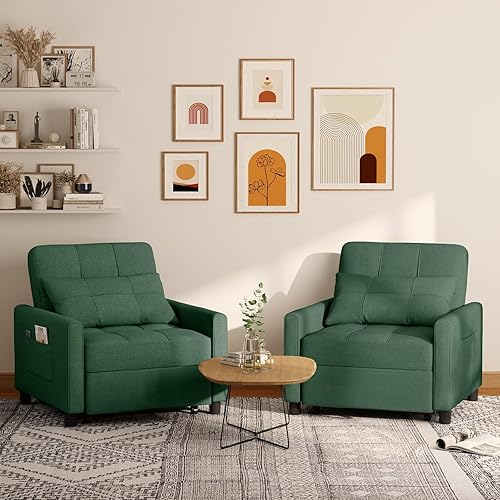 Miniatura 45 de Noelse Sofá cama convertible 2 en 1 multifuncional, respaldo reclinable ajustable con tela de lino moderna para sala de estar, dormitorio, Gris