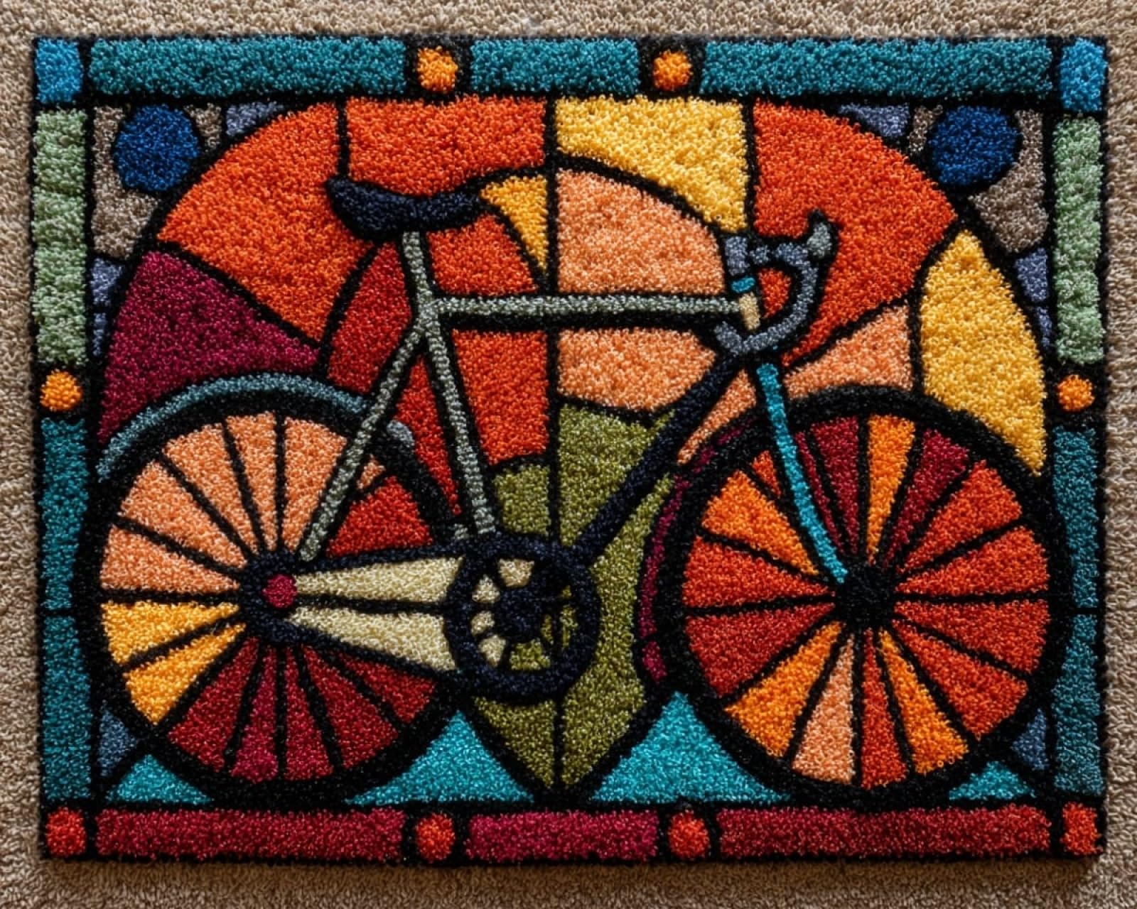 Wallphantom Latch Hook Rug Kits,Colorful Bicycles,DIY Crochet Rug Making Kit for Adults Kids,3D Cross Stitch Carpet Embroidery Needlework Crocheting for Home Decor,60x90cm