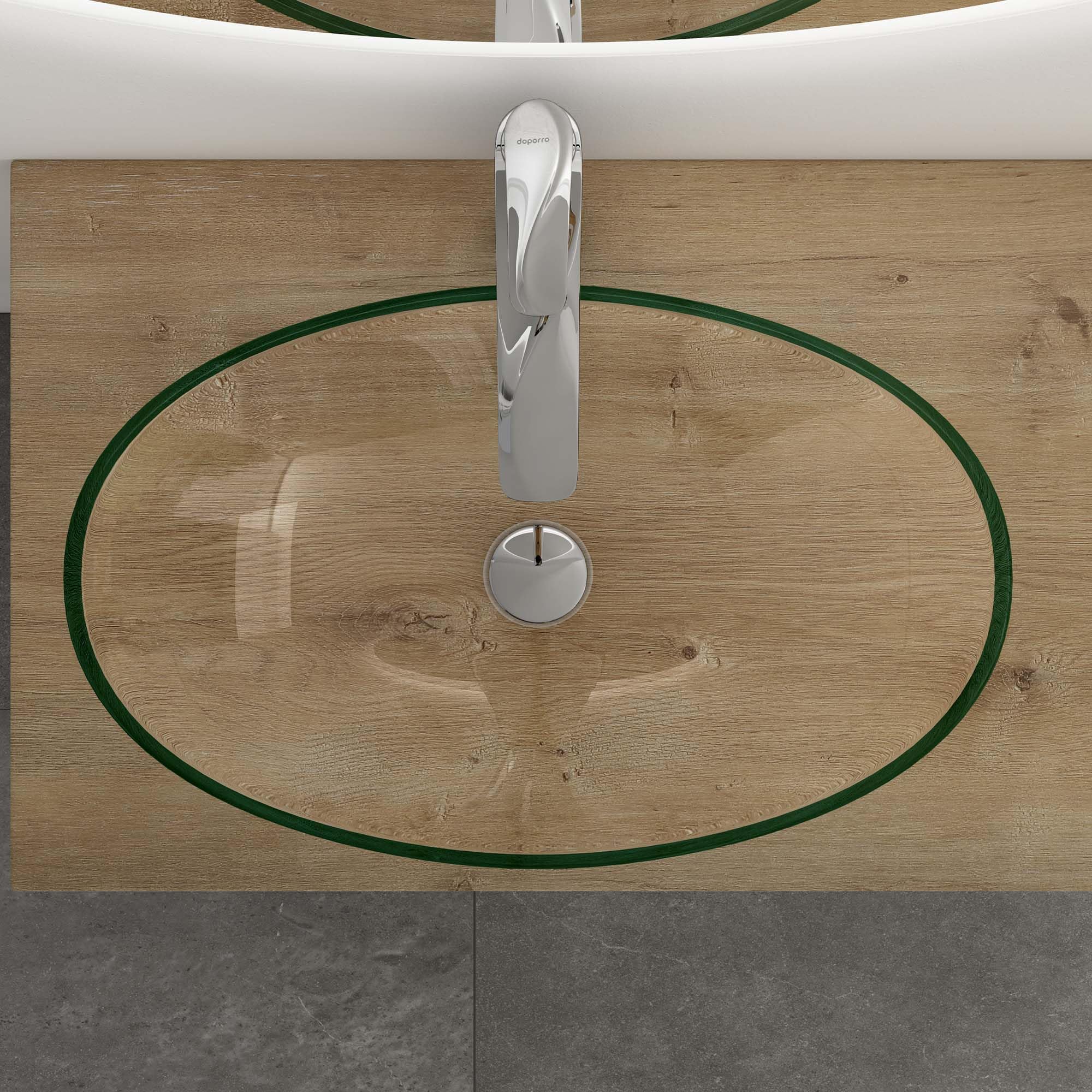 Mai & Mai Lavabo da Appoggio 53,5x35,5x16cm in Vetro Temperato, Lavandino Bagno Ovale Trasparente, Minerva08