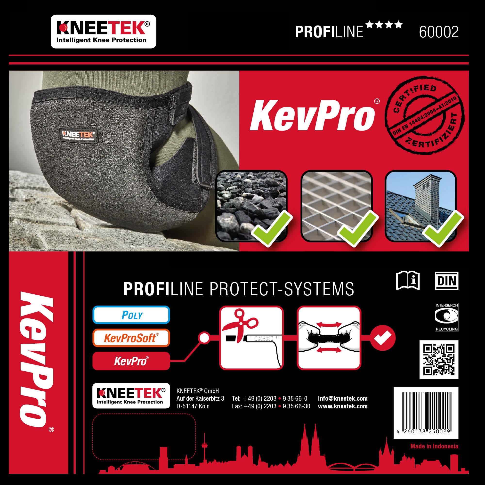STUBAI Rodilleras Kneetek Profiline KevPro® | Rodilleras robustas para un alivio óptimo al trabajar sobre las rodillas | Rodilleras adecuadas para techadores, alicatadores, jardineros, andamios