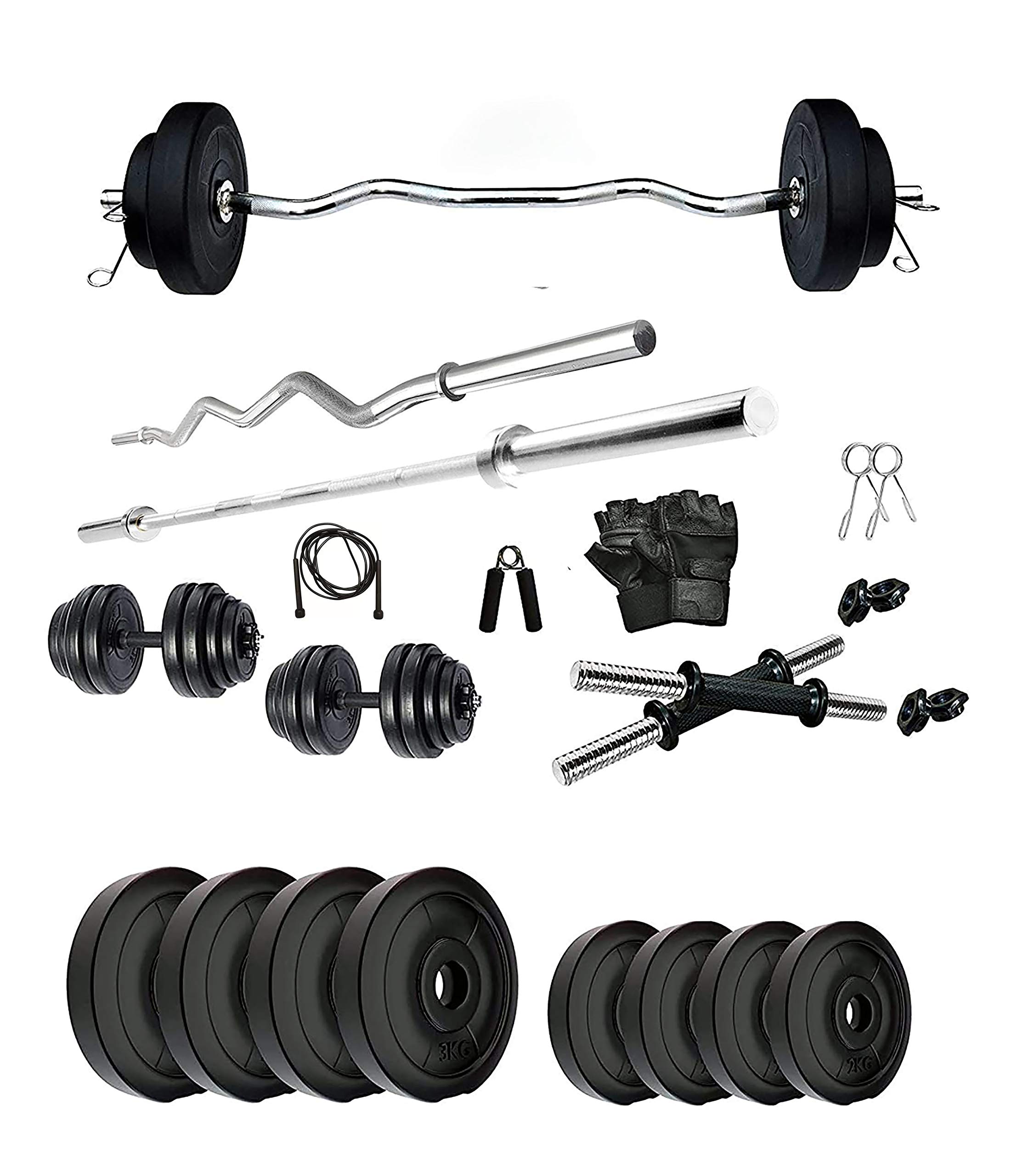 OCEL Home Gym Set PVC 26KG Double Rod 3ft Curl & Straight 1 Pair Dummbell Rod with Gym Accessories (B08RX6S4PB) Amazon Price History, Amazon Price Tracker