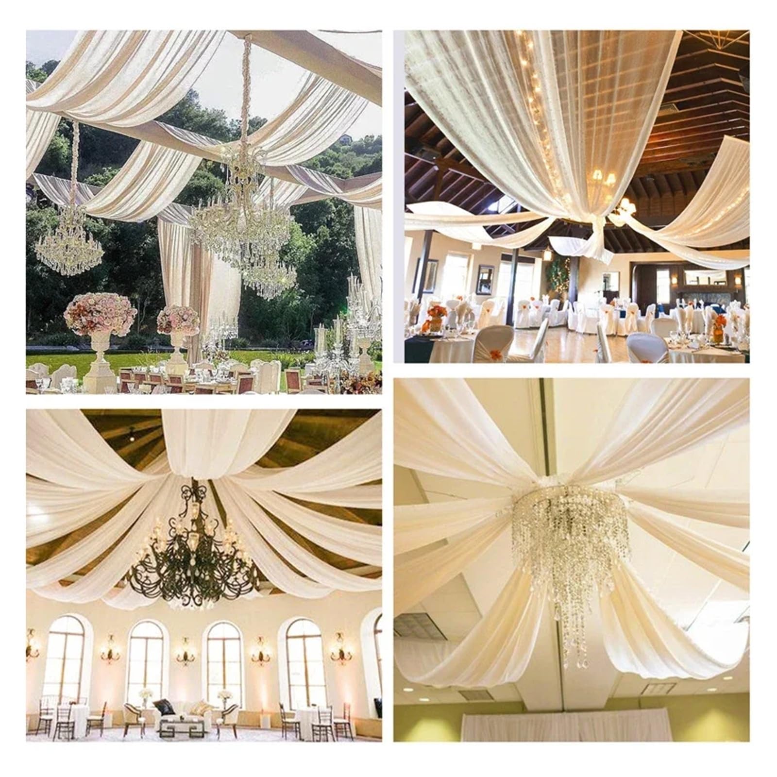 MDSIOKHJ Ceiling Drapes Wedding Arch Ceiling Drape Roof Decor Sheer Chiffon Tulle Curtain Draping Backdrop Party Supplies Drapery Ceremony Decoration(Beige,150x600cm)