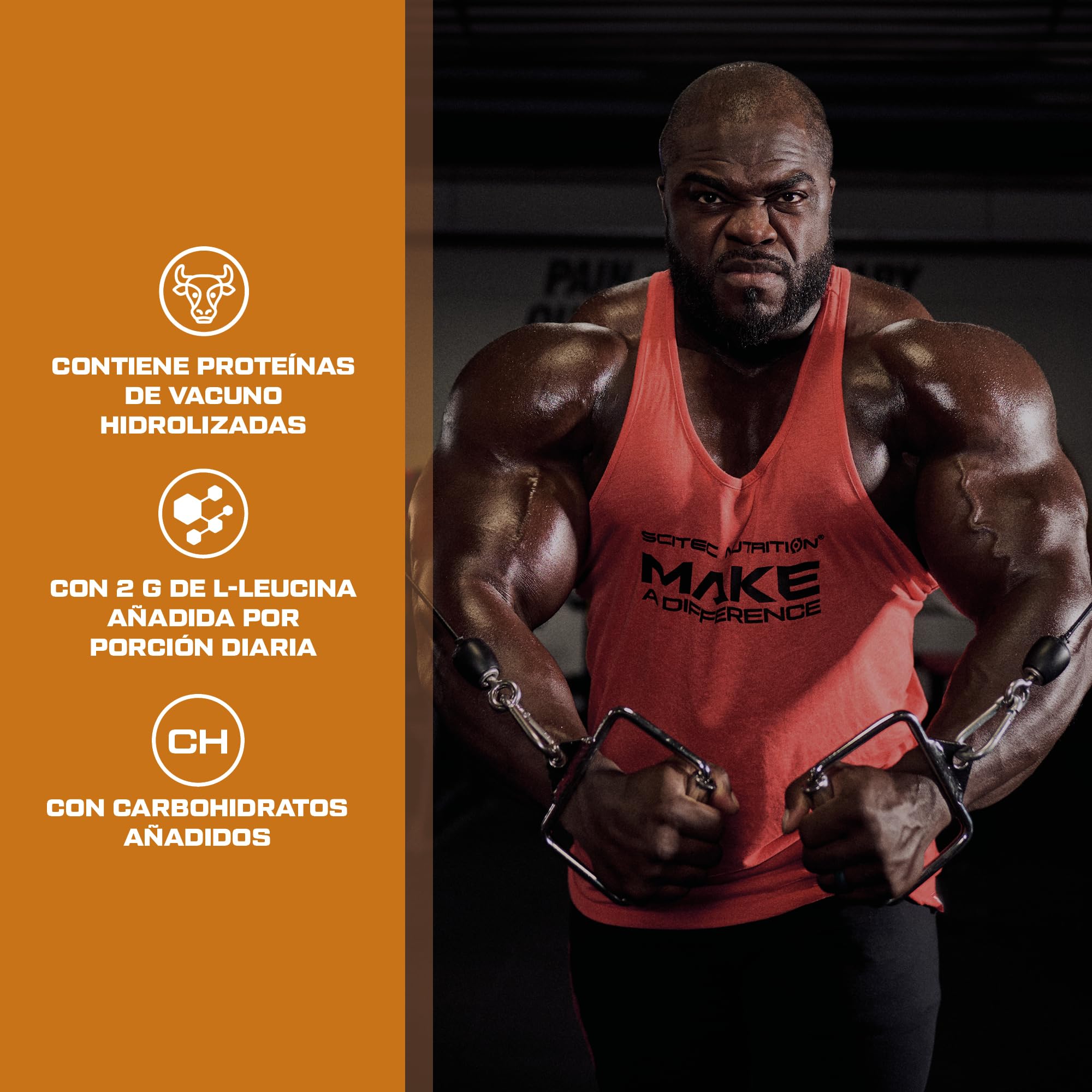 Scitec Nutrition 100% Beef Muscle - Proteína de carne de vacuno hidrolizada | Ganador de peso con carbohidratos - Con L-Leucina - Bajo contenido de azúcares, sin lactosa ni gluten - 3180 g, Chocolate