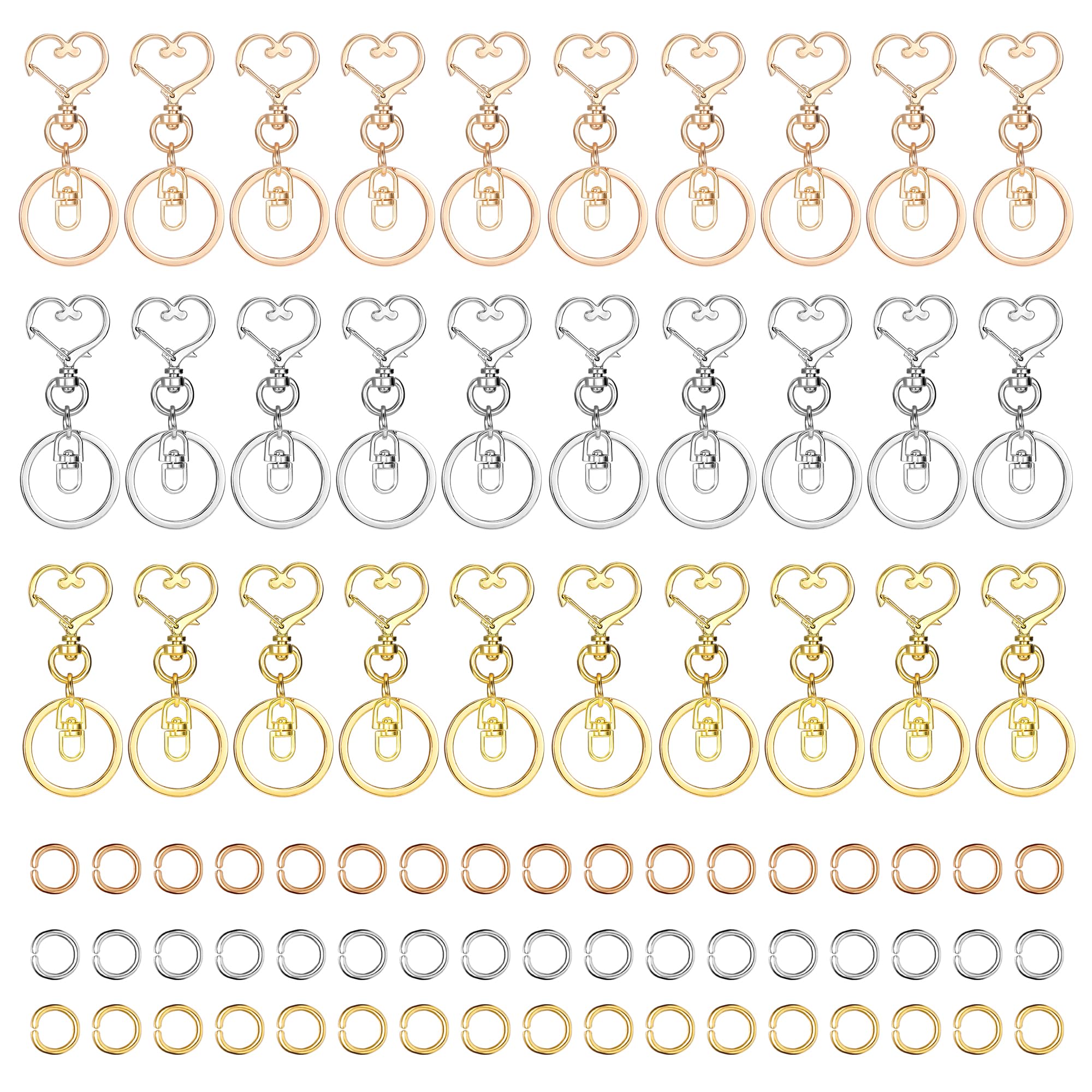 TXXATX Set 6 Pezzi Moschettone Portachiavi Girevole Con Portachiavi In Pelle - Gancio Girevole 360° Per Chiavi E Accessori