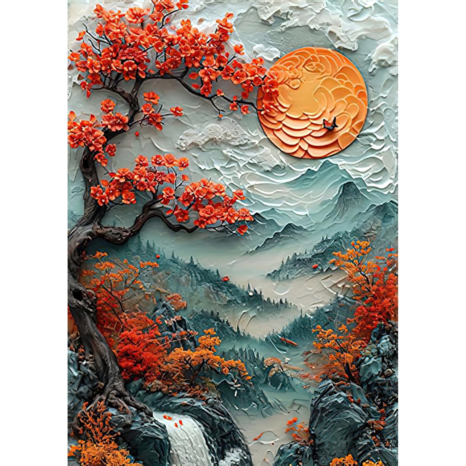 Auremi Tree Diamond Art Painting Kits for Adults, 5D Diamond Painting Kits for Adults Beginners DIY Full Drill Landscape Diamond Dots Crystal Craft Kits for Home Wall Decor Gifts 11.8x15.7 inch