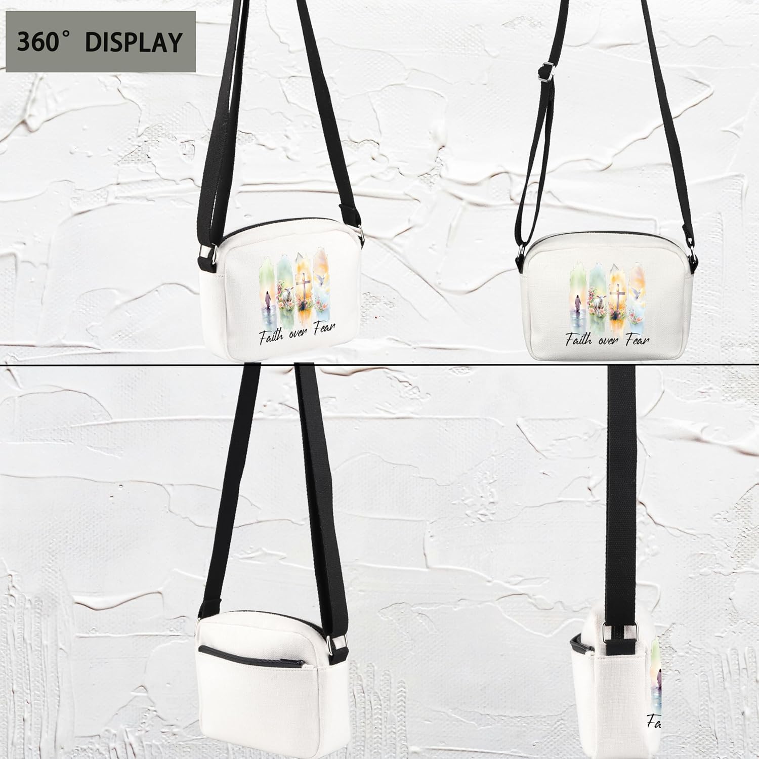 Christian Bible Gift Faith over Fear Crossbody Bag Religious Gift Baptism Gift - Image 5