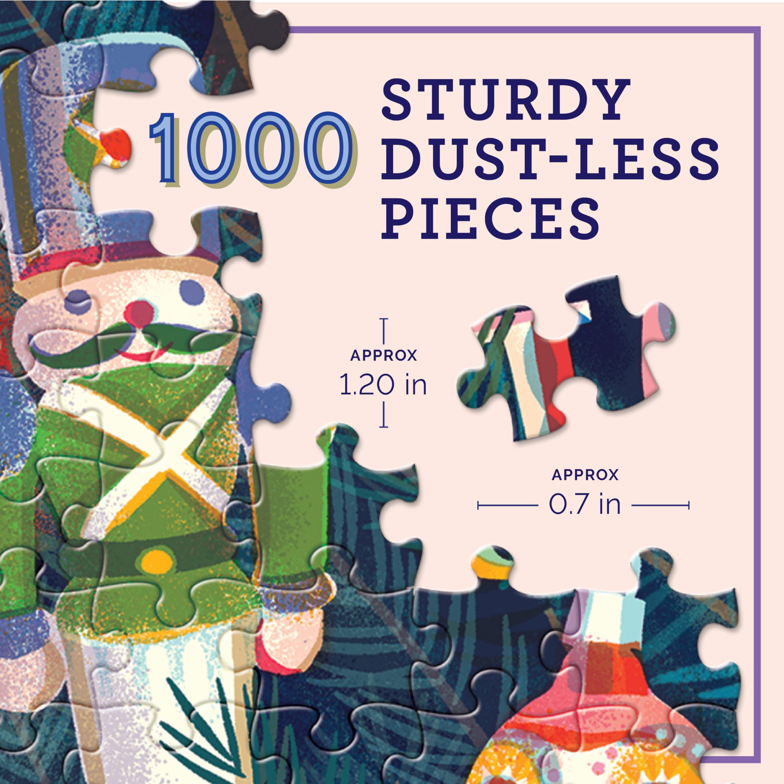 eeBoo Sztuka i miłość: Ozdoby świąteczne - 1000 elementów Puzzle - Kwadratowa układanka świąteczna dla dorosłych, 23 x 23, zawiera wkładkę do obrazu, błyszczące elementy