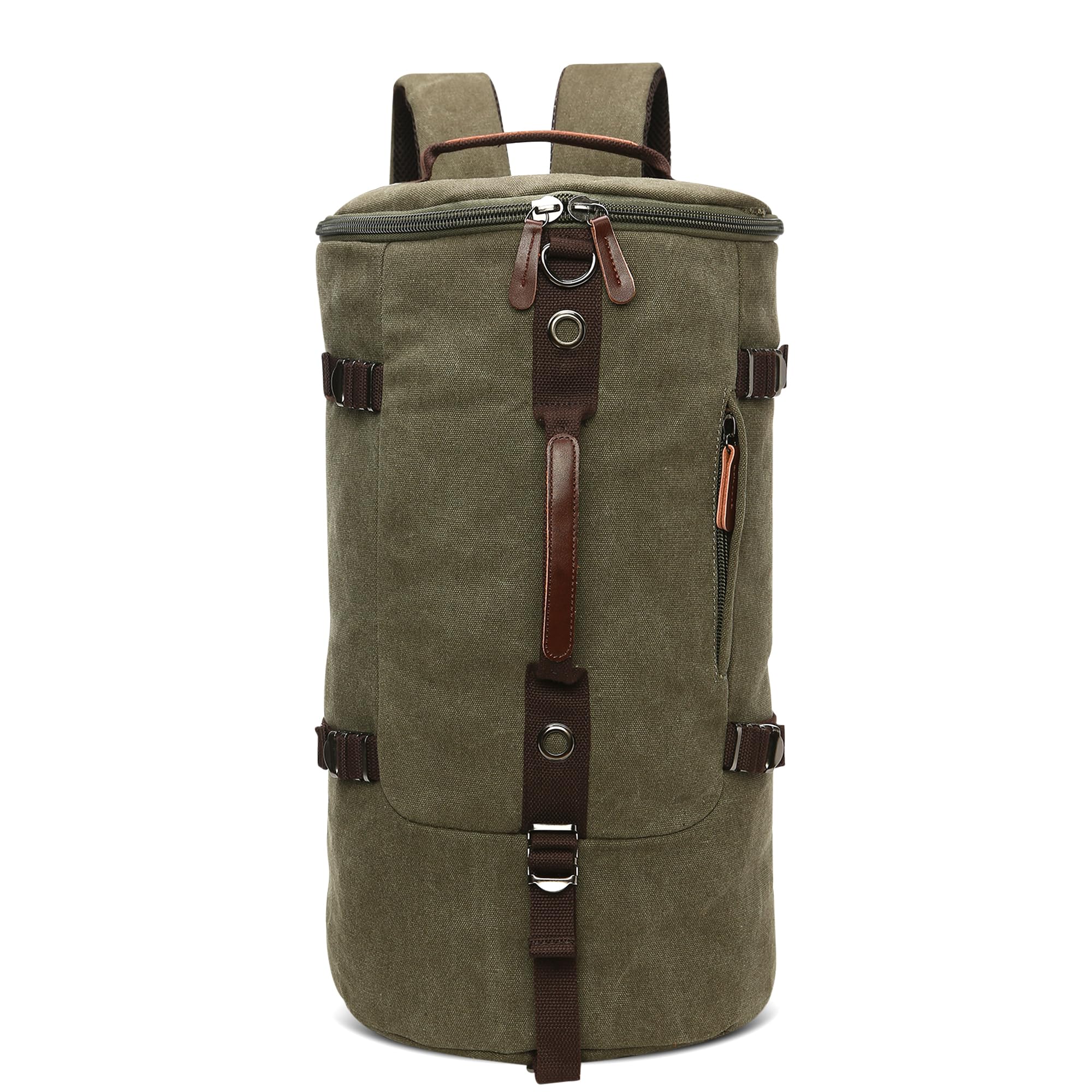 Vintage Mochilas Hombre Alta Capacidad Convertible Bolsa de Viaje con Compartimento Oculto para Senderismo Cámping Al Aire Libre Montañismo Lienzo Hombre Fin de Semana Bolsa Hombro Verde