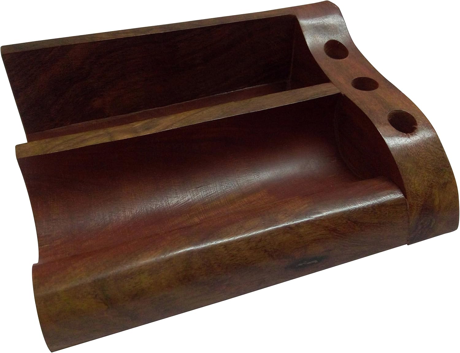 Kartique Hand Made Wooden Desk Organiser with 3 pen holder