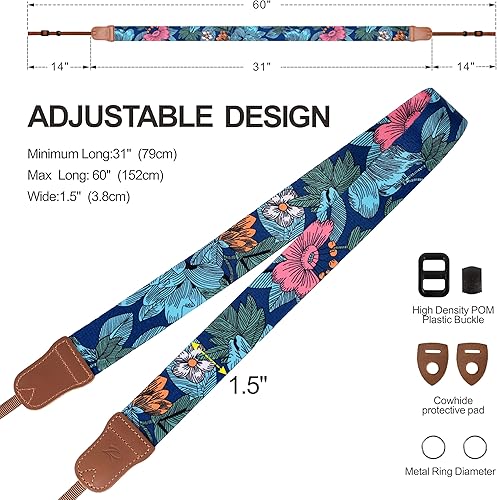 Miniatura 125 de Padwa Lifestyle Correa de cámara a rayas, de 1.5 pulgadas, suave tejido de cuerda de algodón, correa de hombro para fotógrafos y todas las cámaras