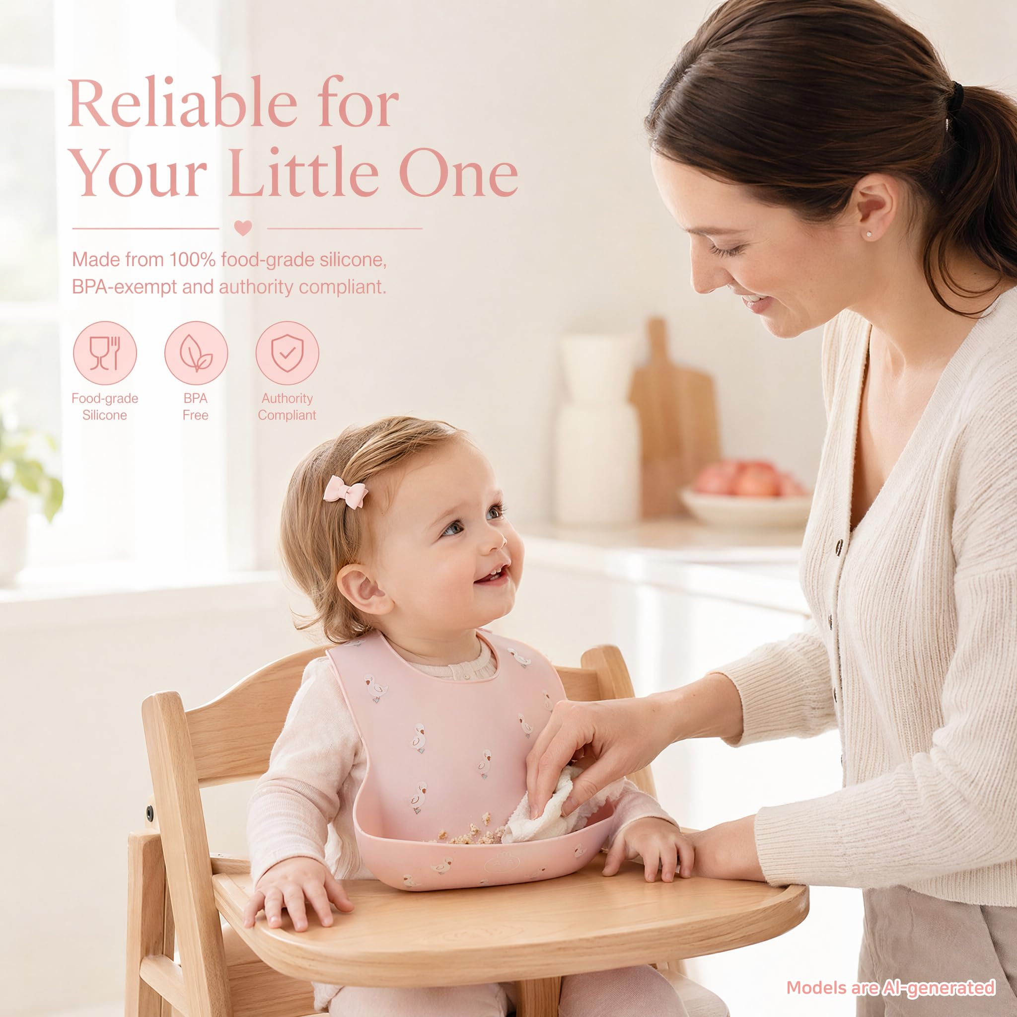Little Dimsum Babero impermeable de silicona para bebés para bebés y niños pequeños con recogedor de alimentos