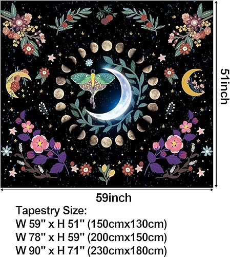 Miniatura 4 de Sevendec Tapiz de pared con diseño de flores de cerezo rosa, para colgar en la pared de la sala de estar, dormitorio, hogar, dormitorio