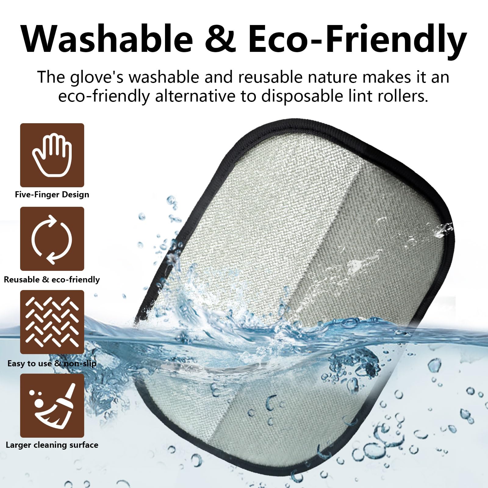 Upgraded Pet Hair Removal Gloves for Cats & Dogs, Five-Finger Electrostatic Reusable Magic Brush for Effortless Pet Hair Remover Tool on Carpet, Clothing, Laundry, Couch, Car Seat (Black) - image 7