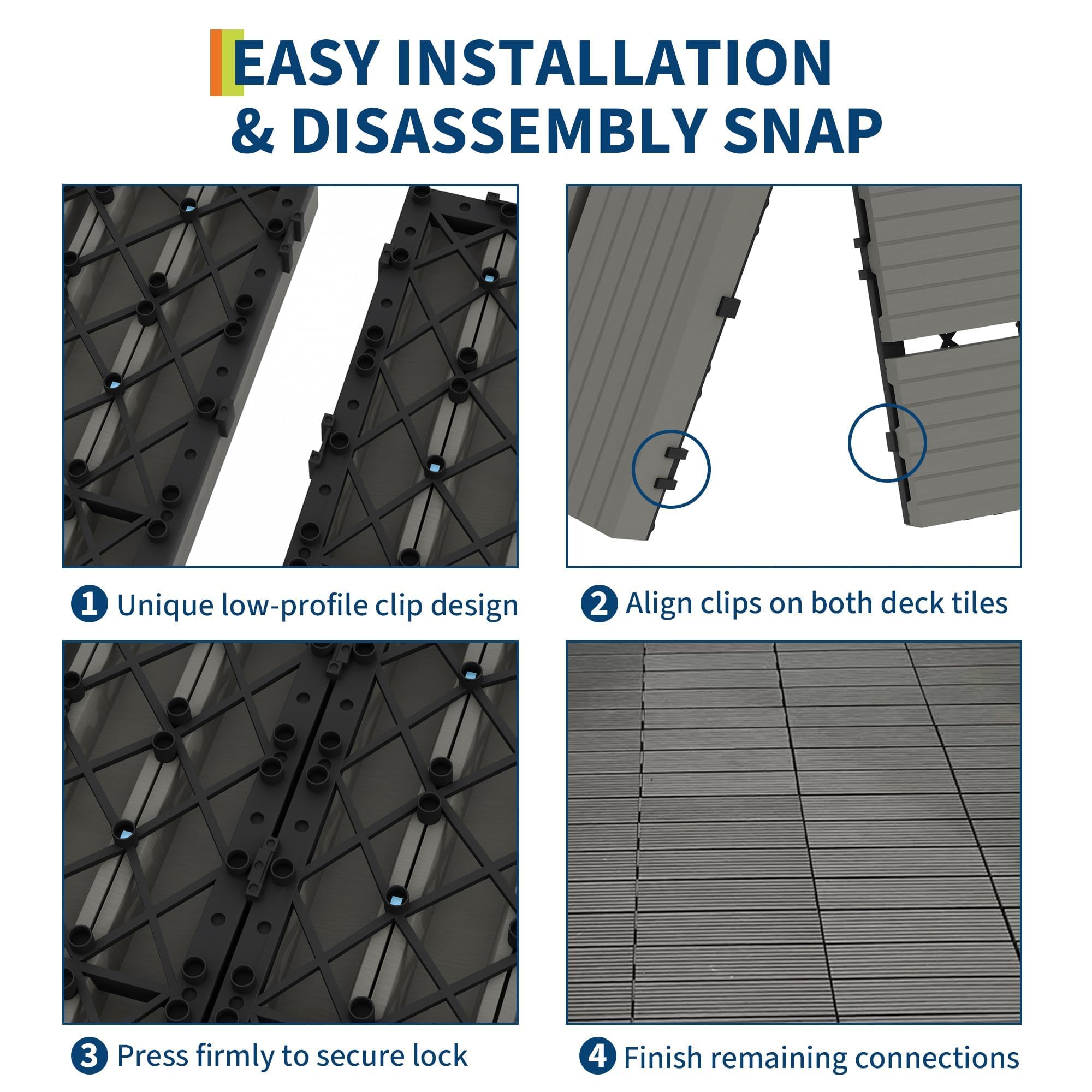 48 PCS Dalles De Terrasse Interconnectées Et Imperméables Pour l'Extérieur