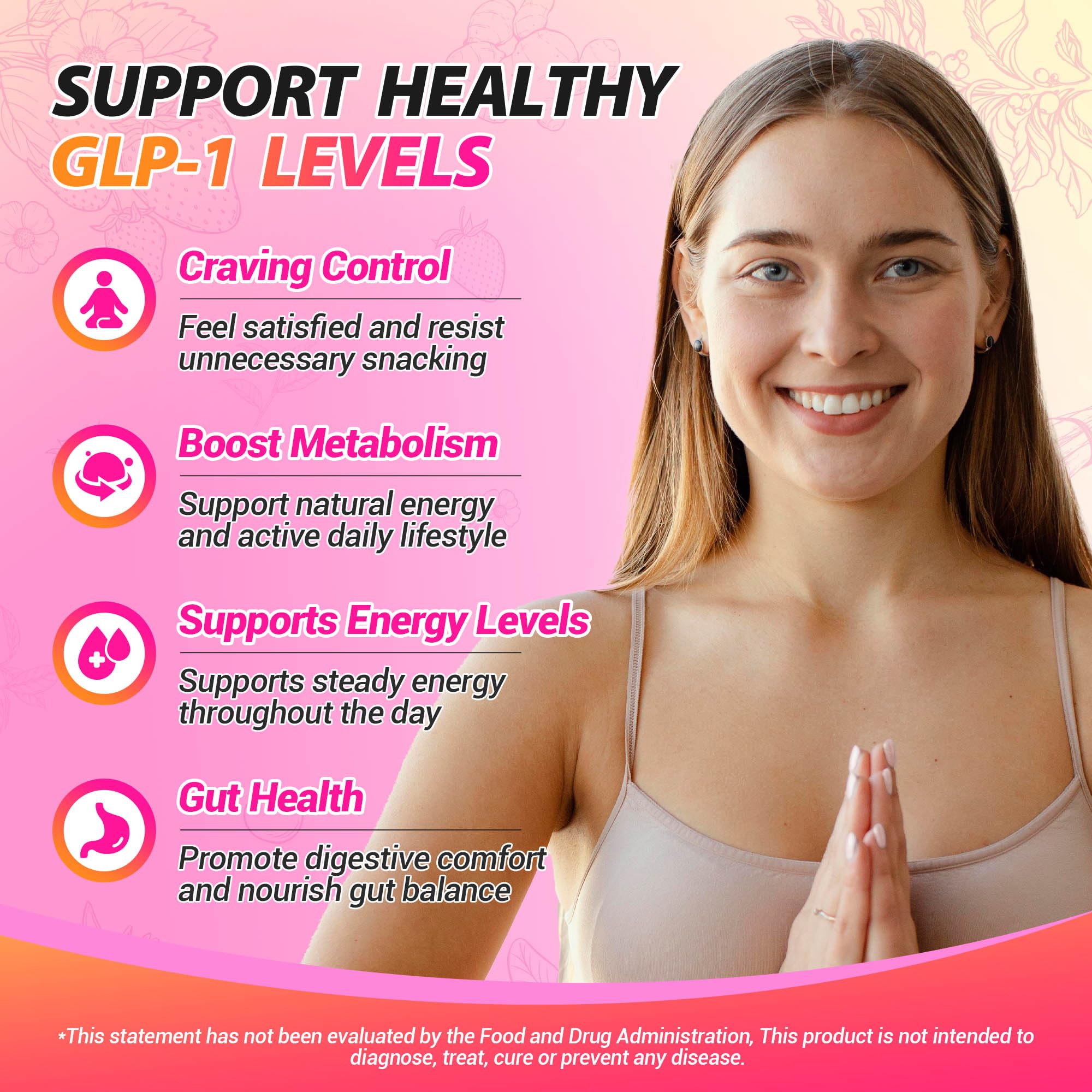 GLP-1 Cutting Drink Mix, 5-HTP, FOS, Yerba Mate, Magnesium, 30 Servings | Supports Satiety Signaling, Energy & Gut Health